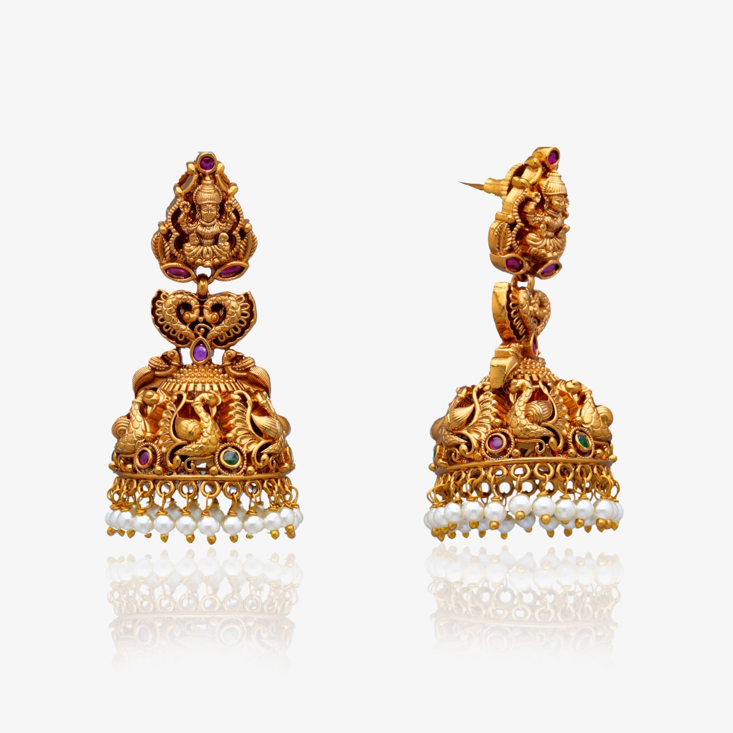 Lakshmi Temple Pearl Jhumkas