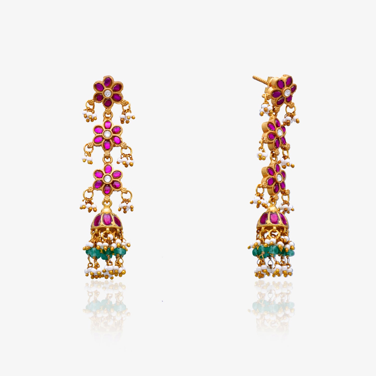 Floral Cascade Jhumka Earrings