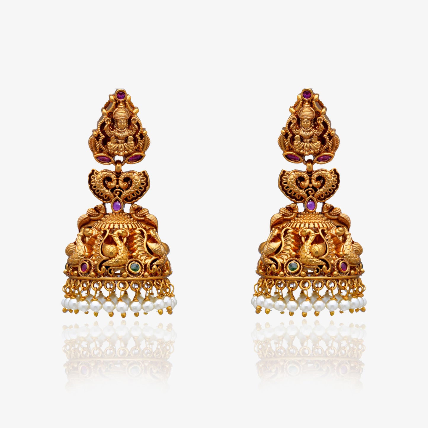 Lakshmi Temple Pearl Jhumkas