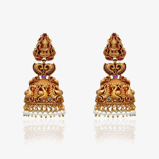 Lakshmi Temple Pearl Jhumkas