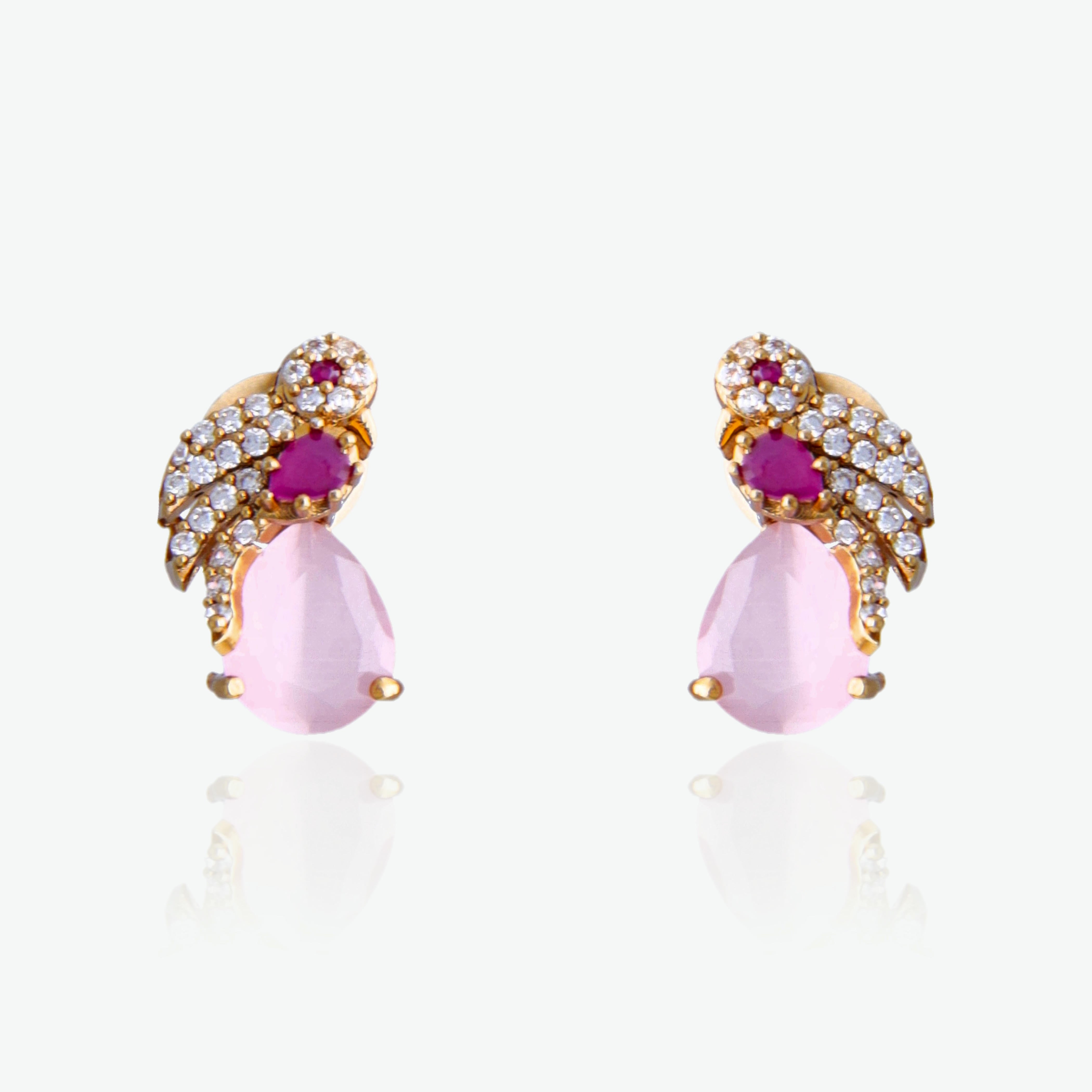 Blush Pink Stone & CZ Pendant Set