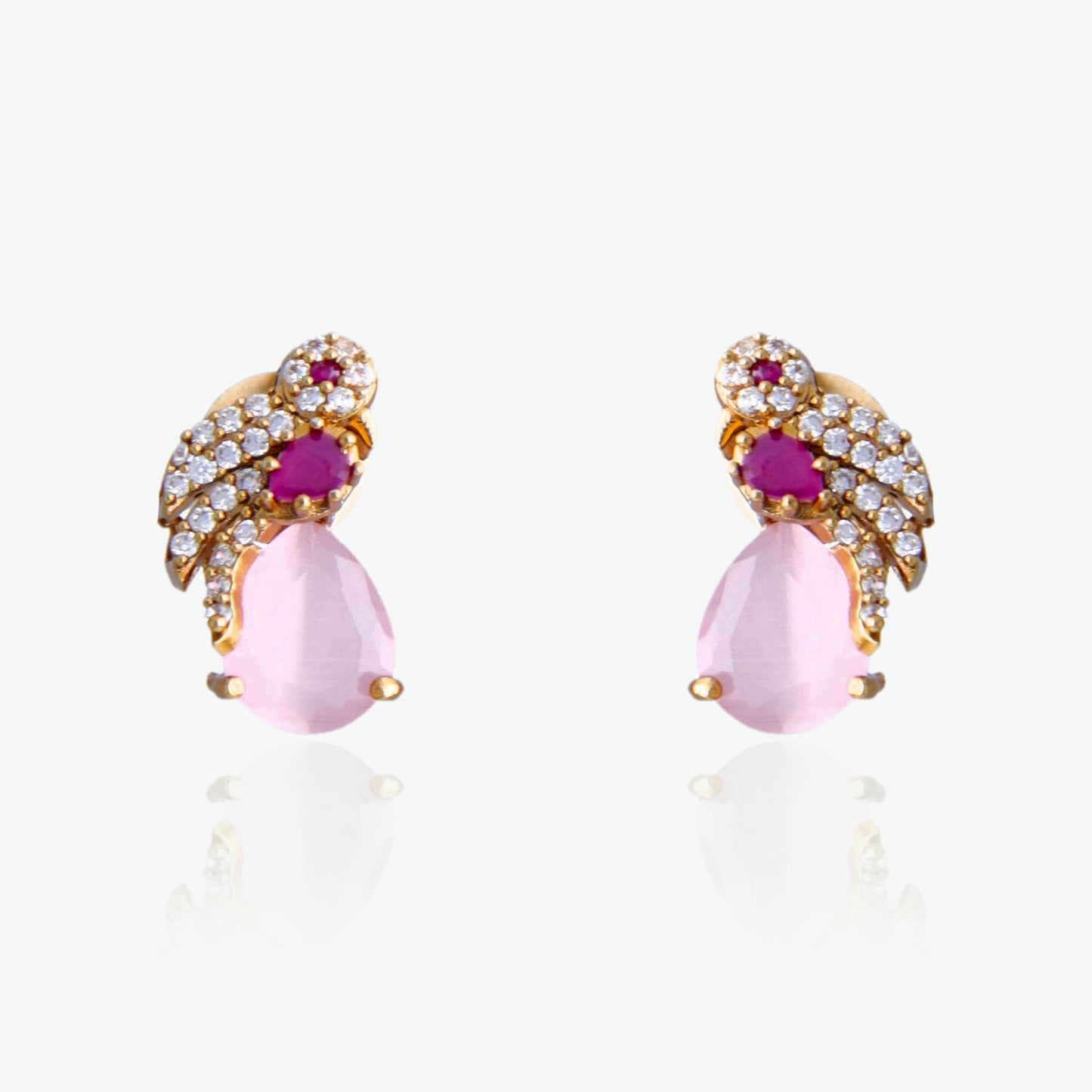 Blush Pink Stone & CZ Pendant Set