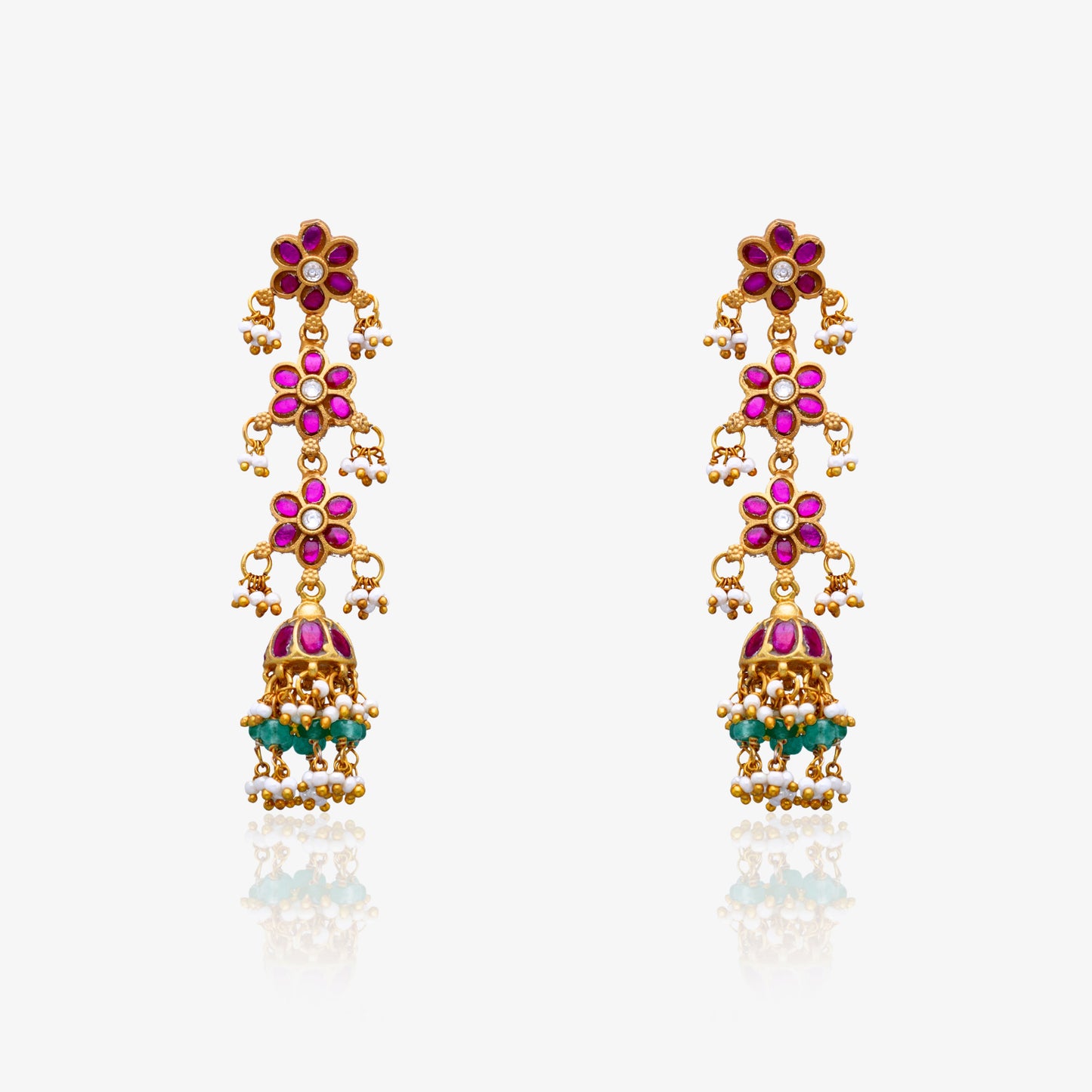 Floral Cascade Jhumka Earrings