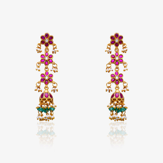 Floral Cascade Jhumka Earrings