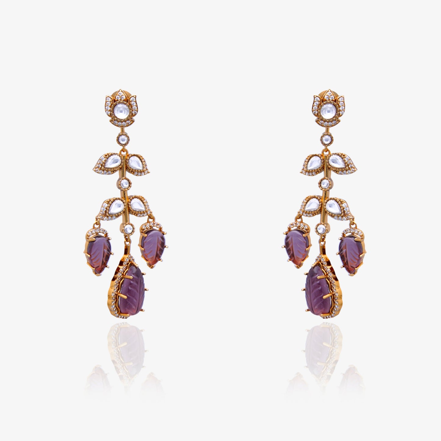 Violet Leaf Vine Earrings