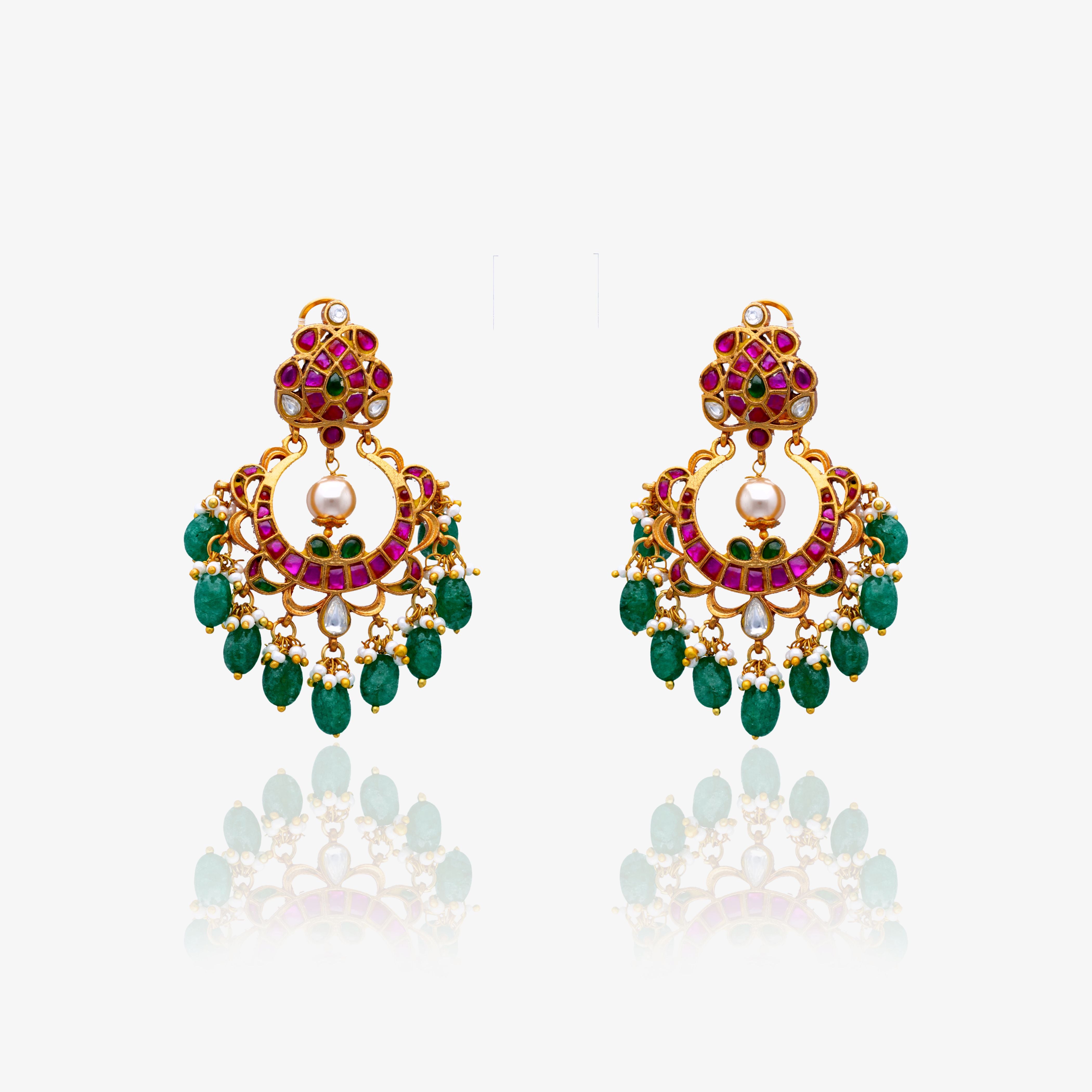 Ruby Emerald Jadau Chandbalis