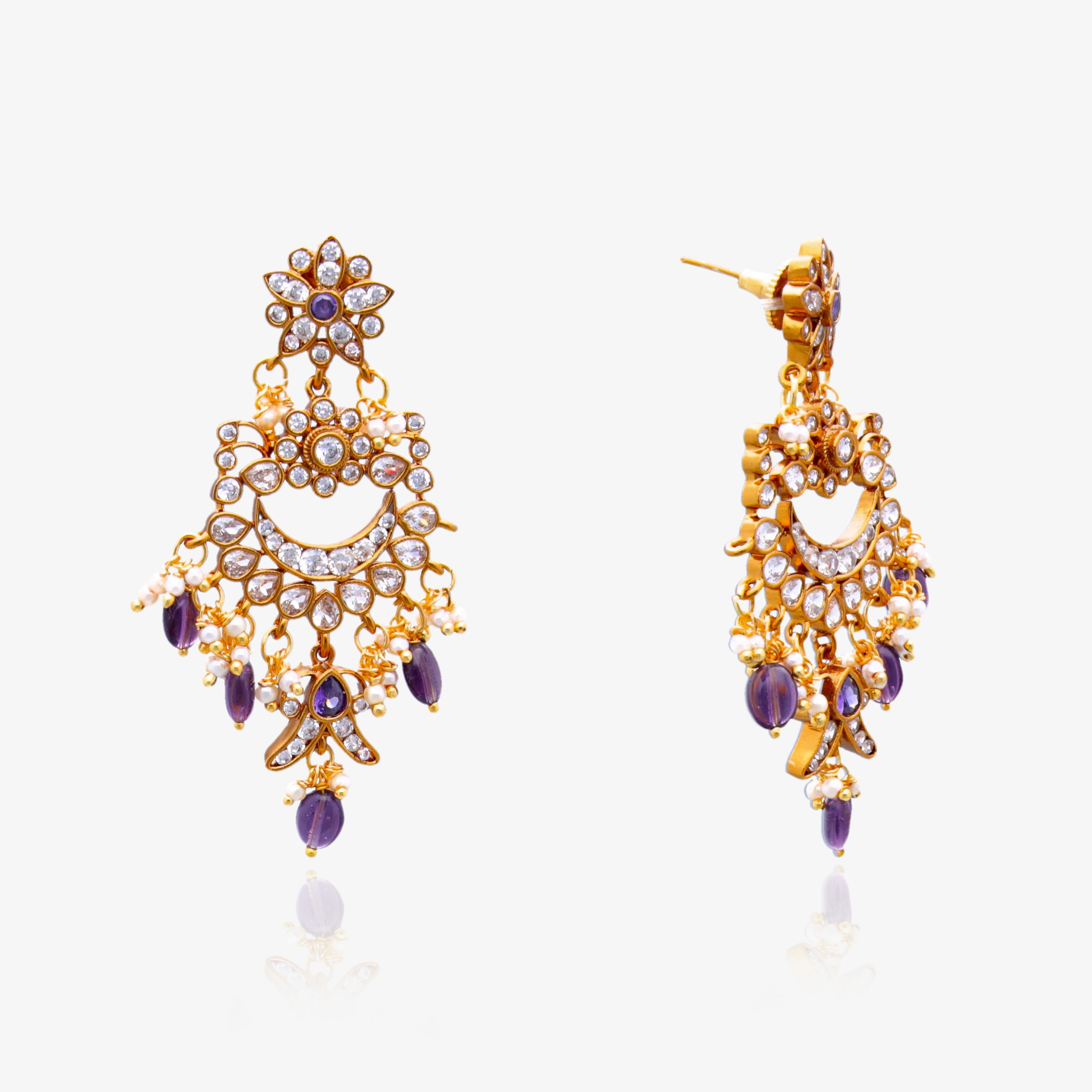Amethyst Moonlight Chandbali Earrings