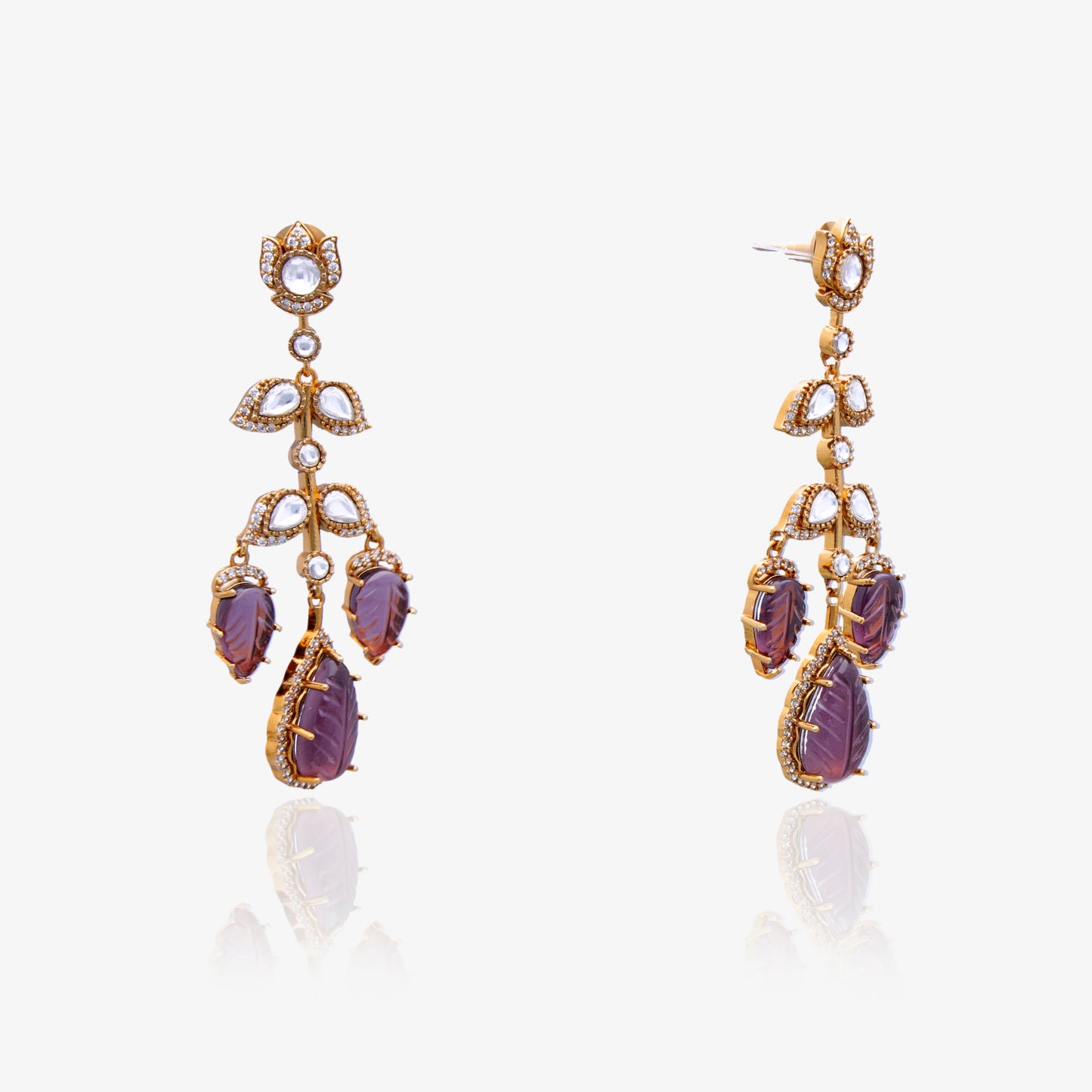 Violet Leaf Vine Earrings