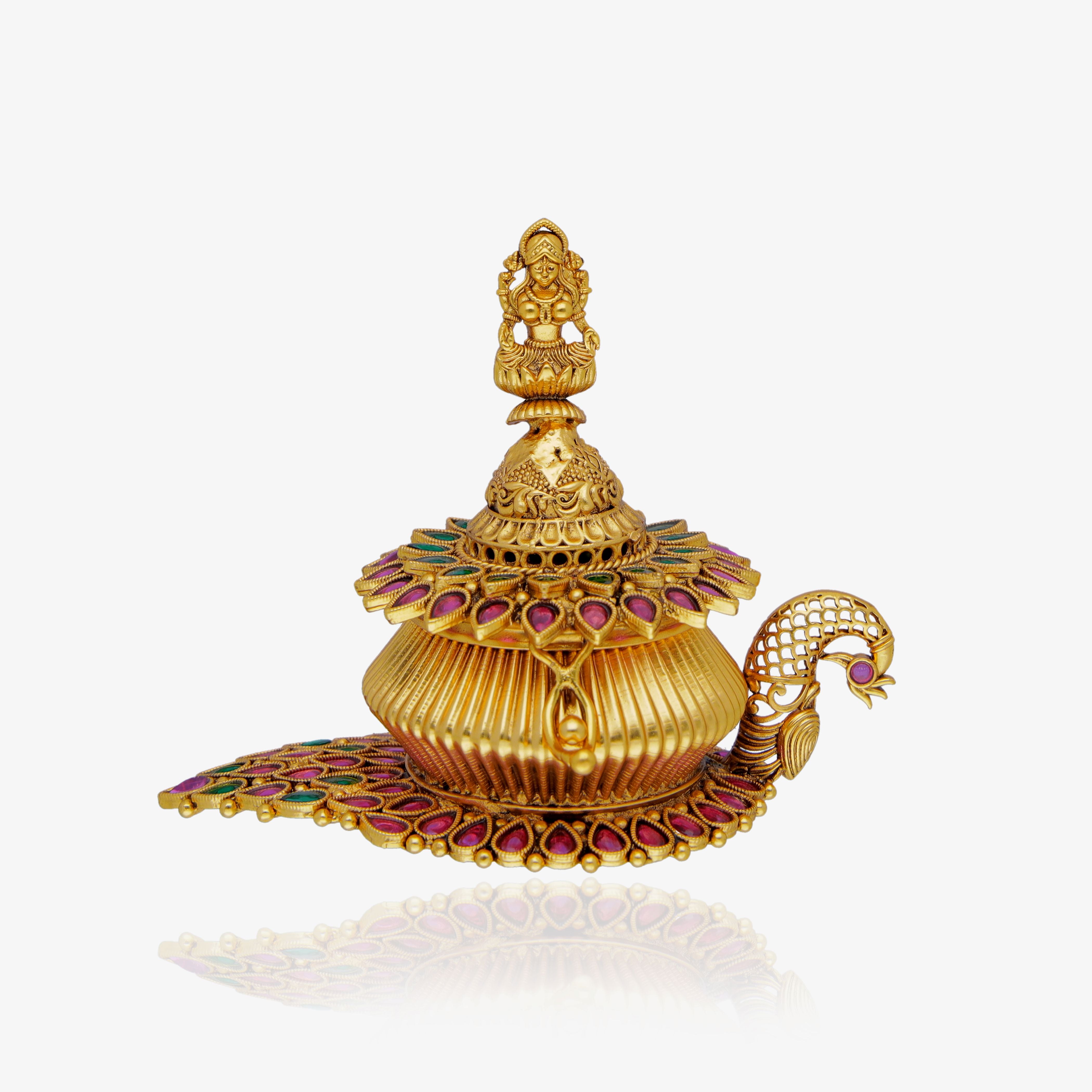 Lakshmi Peacock Kumkum Box