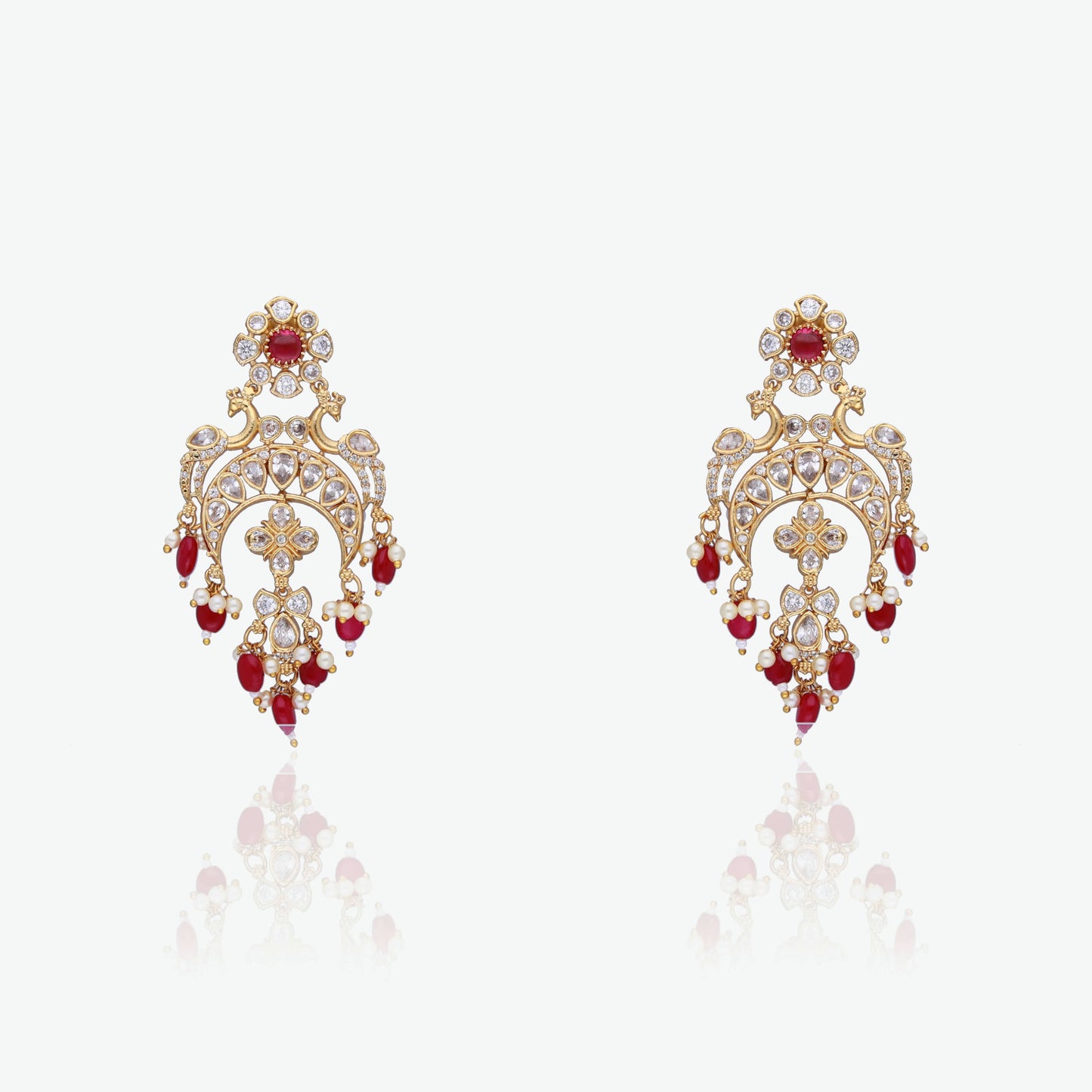 Red Drops & Polki Accent Earrings