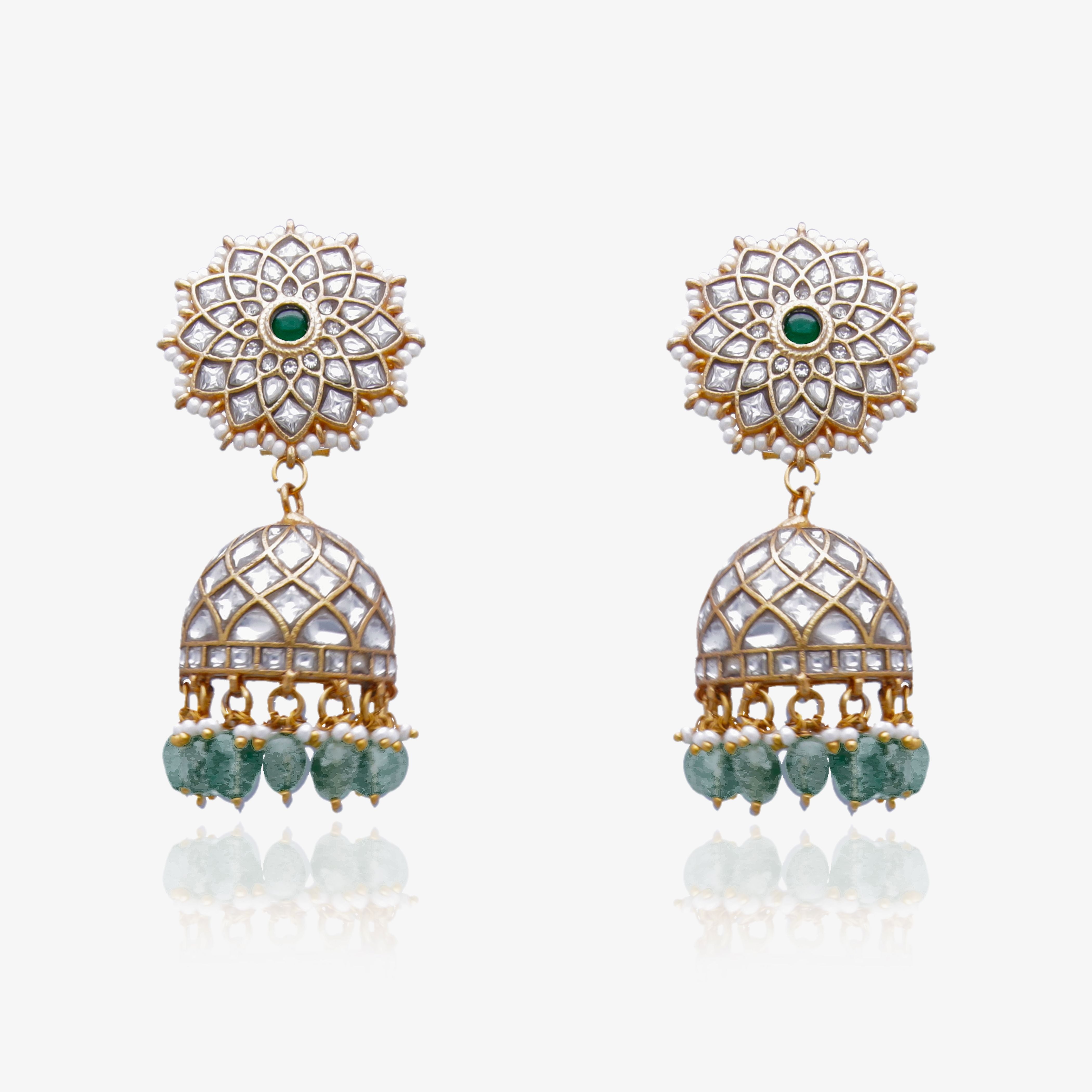 Emerald Starburst Kundan Jhumkas