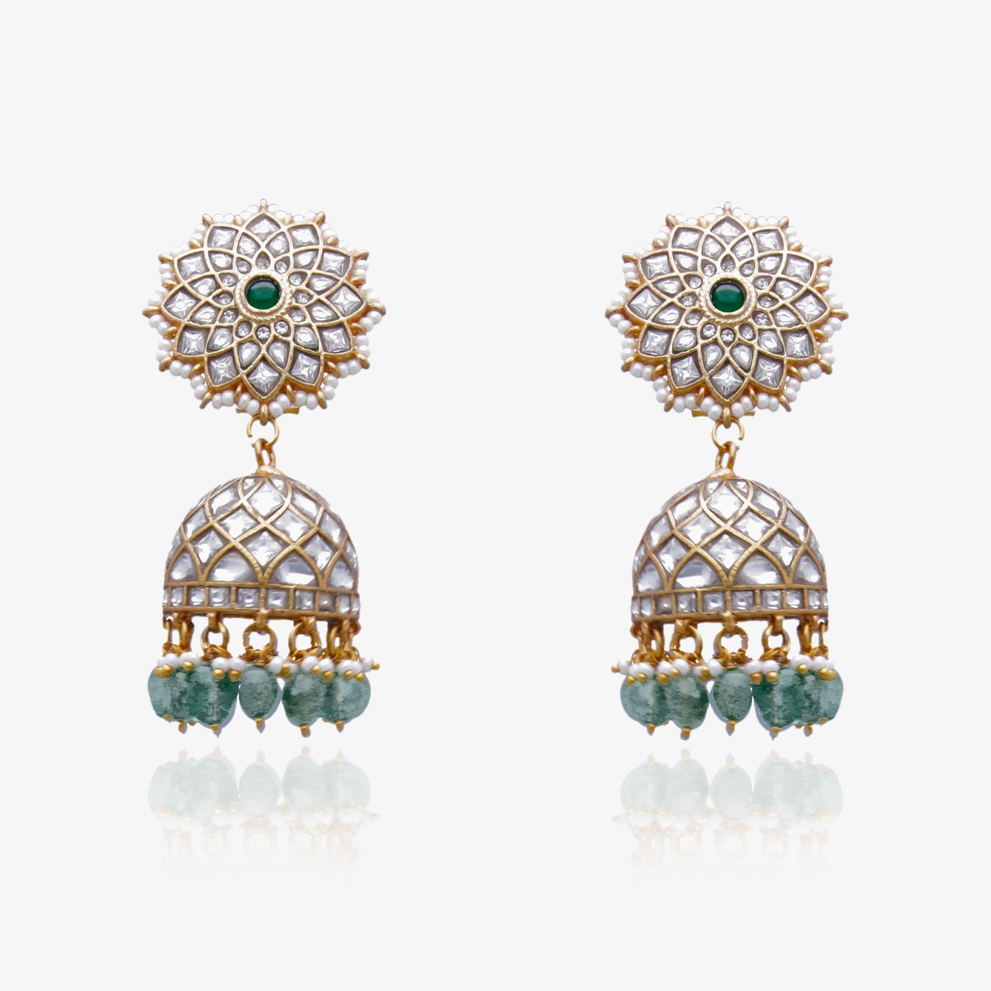Emerald Starburst Kundan Jhumkas