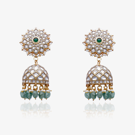 Emerald Starburst Kundan Jhumkas