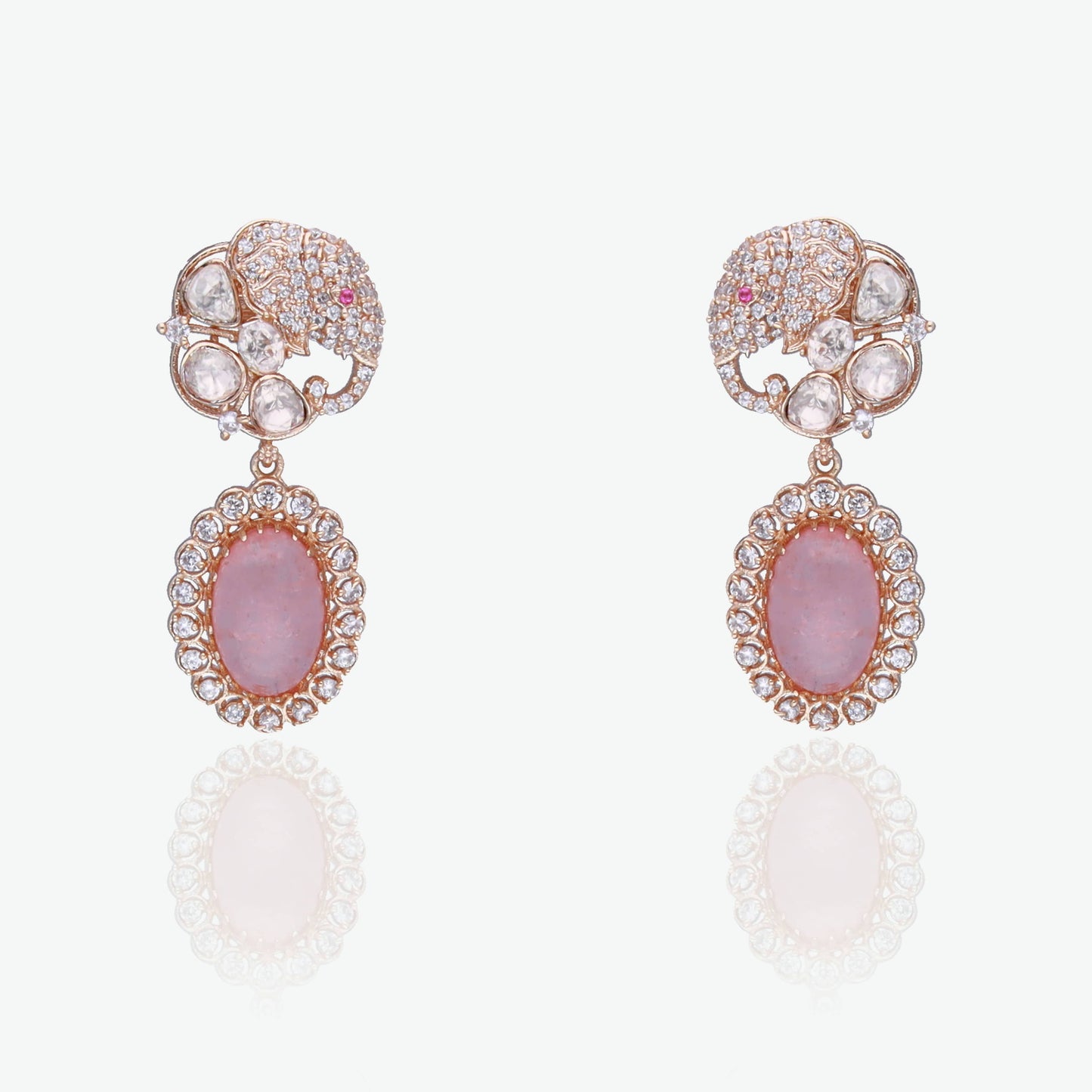 Moissanite Motif Earrings in Pastel Pink