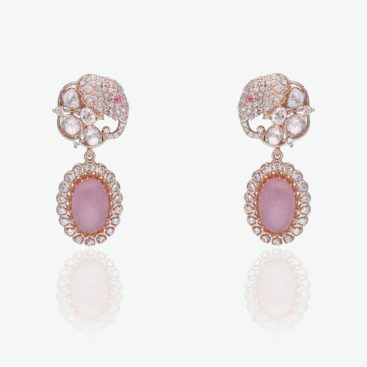 Moissanite Motif Earrings in Pastel Pink