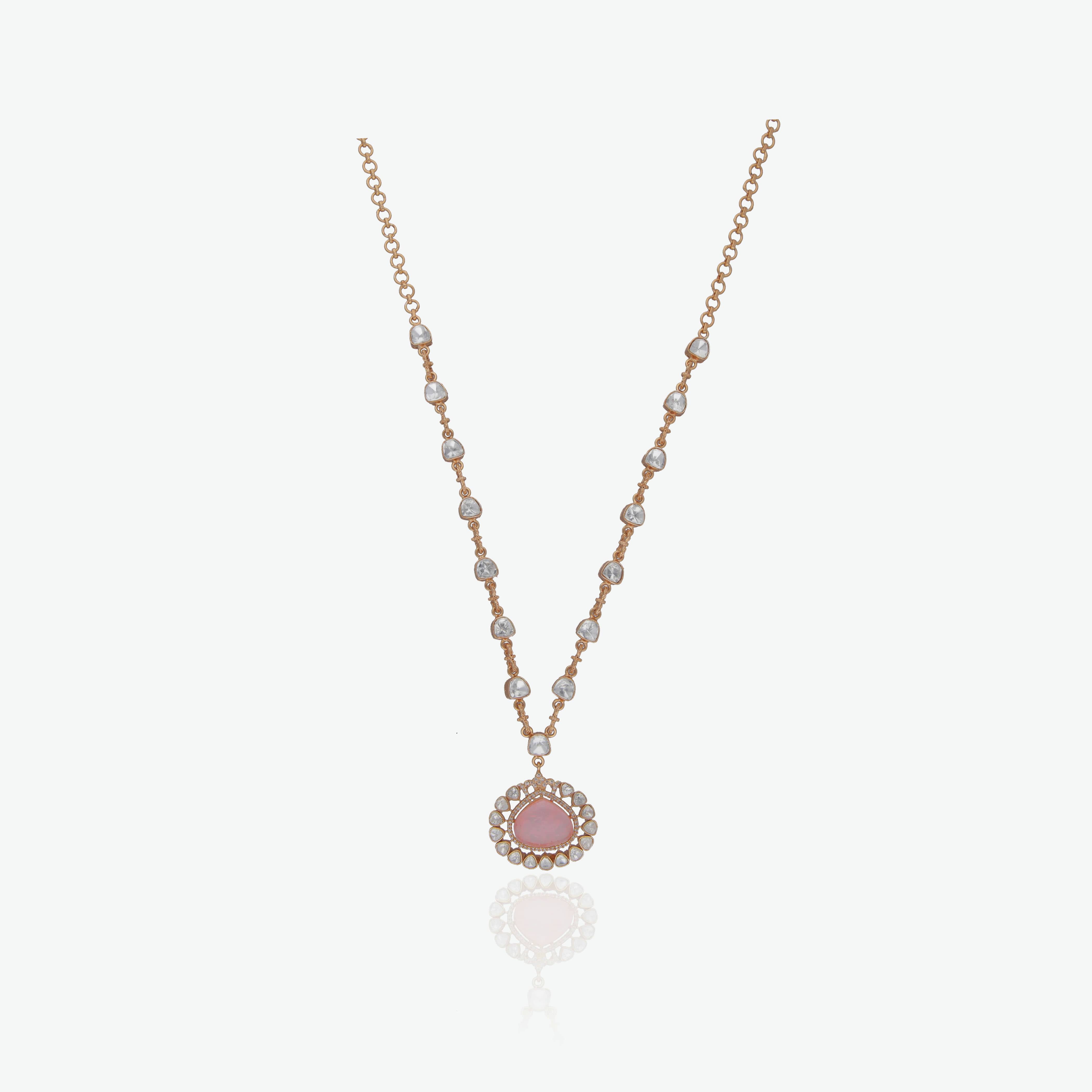 Blush Pink Stone CZ Necklace Set