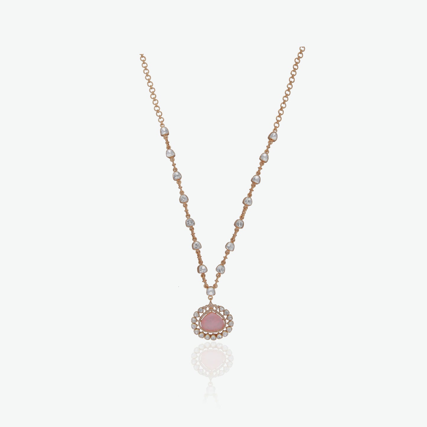 Blush Pink Stone CZ Necklace Set