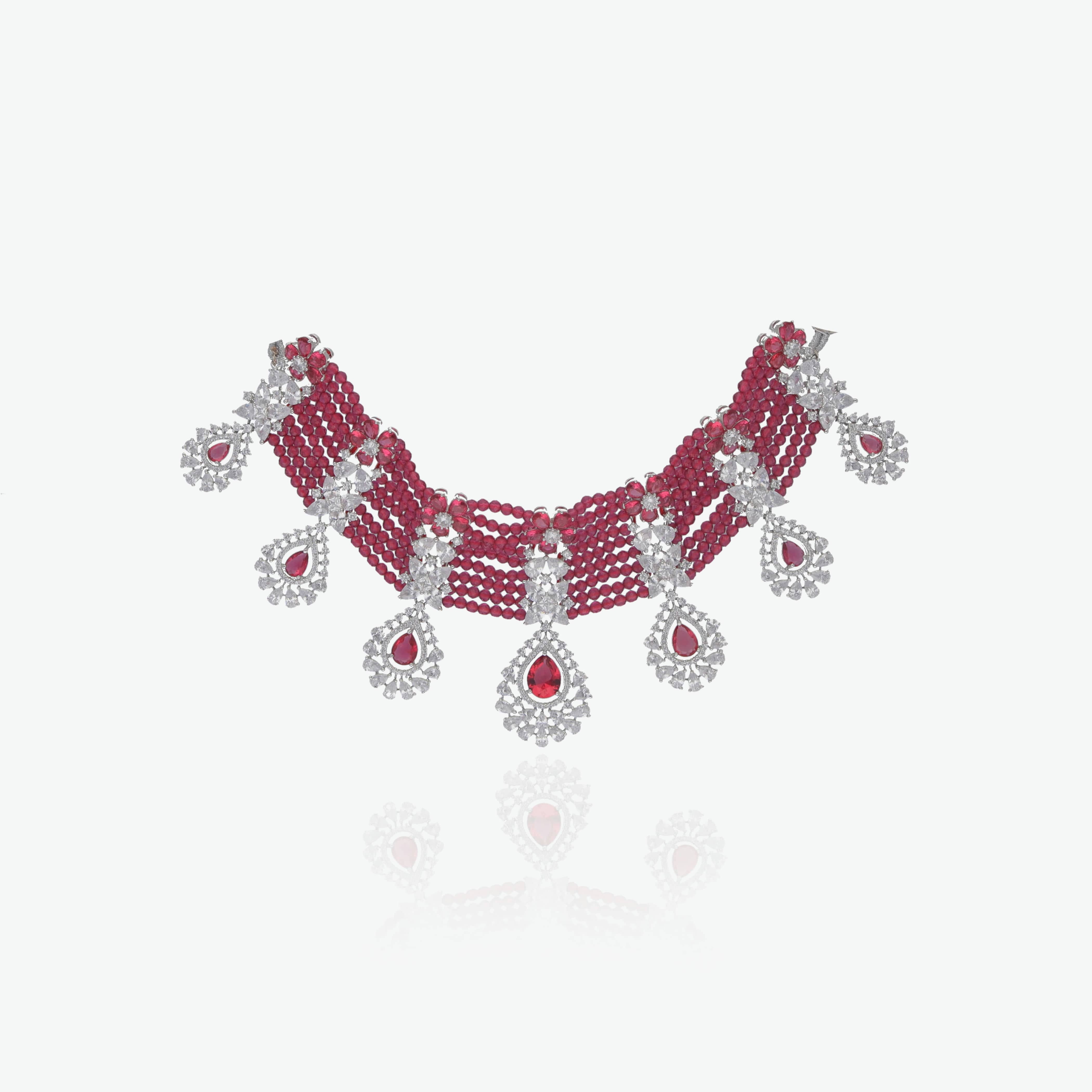 Ruby Crystal Necklace Set