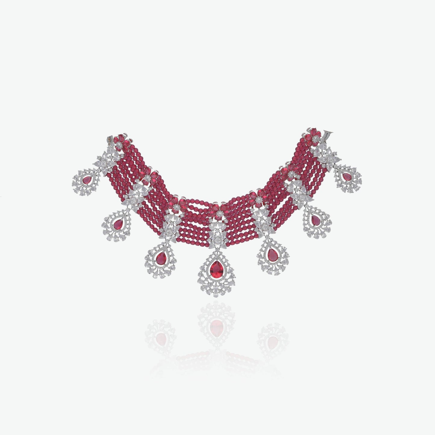 Ruby Crystal Necklace Set