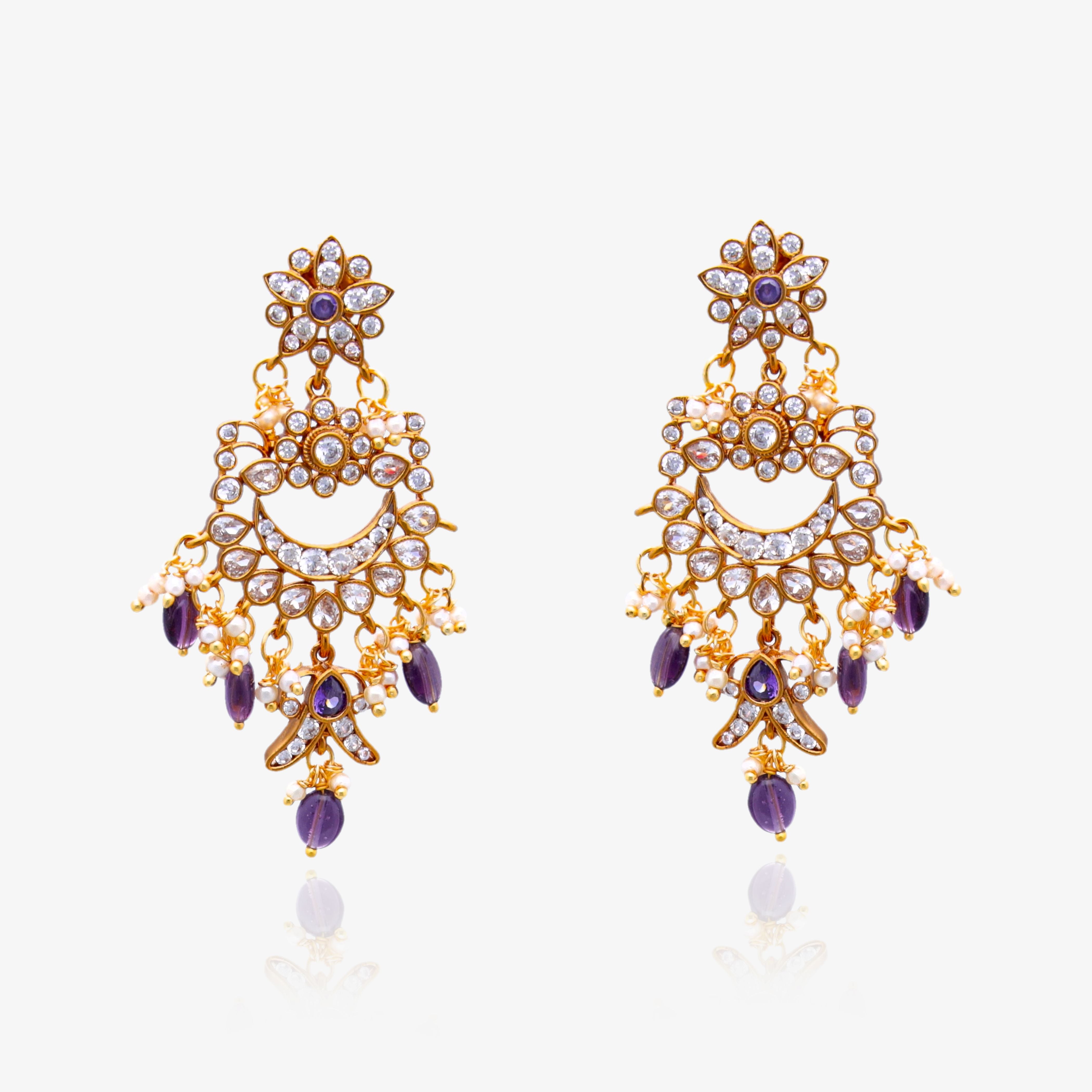 Amethyst Moonlight Chandbali Earrings