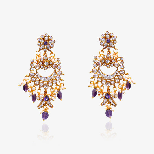 Amethyst Moonlight Chandbali Earrings