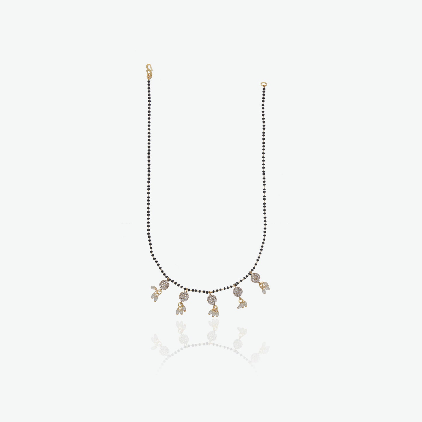 Floral CZ Mangalsutra with Pearl Drops