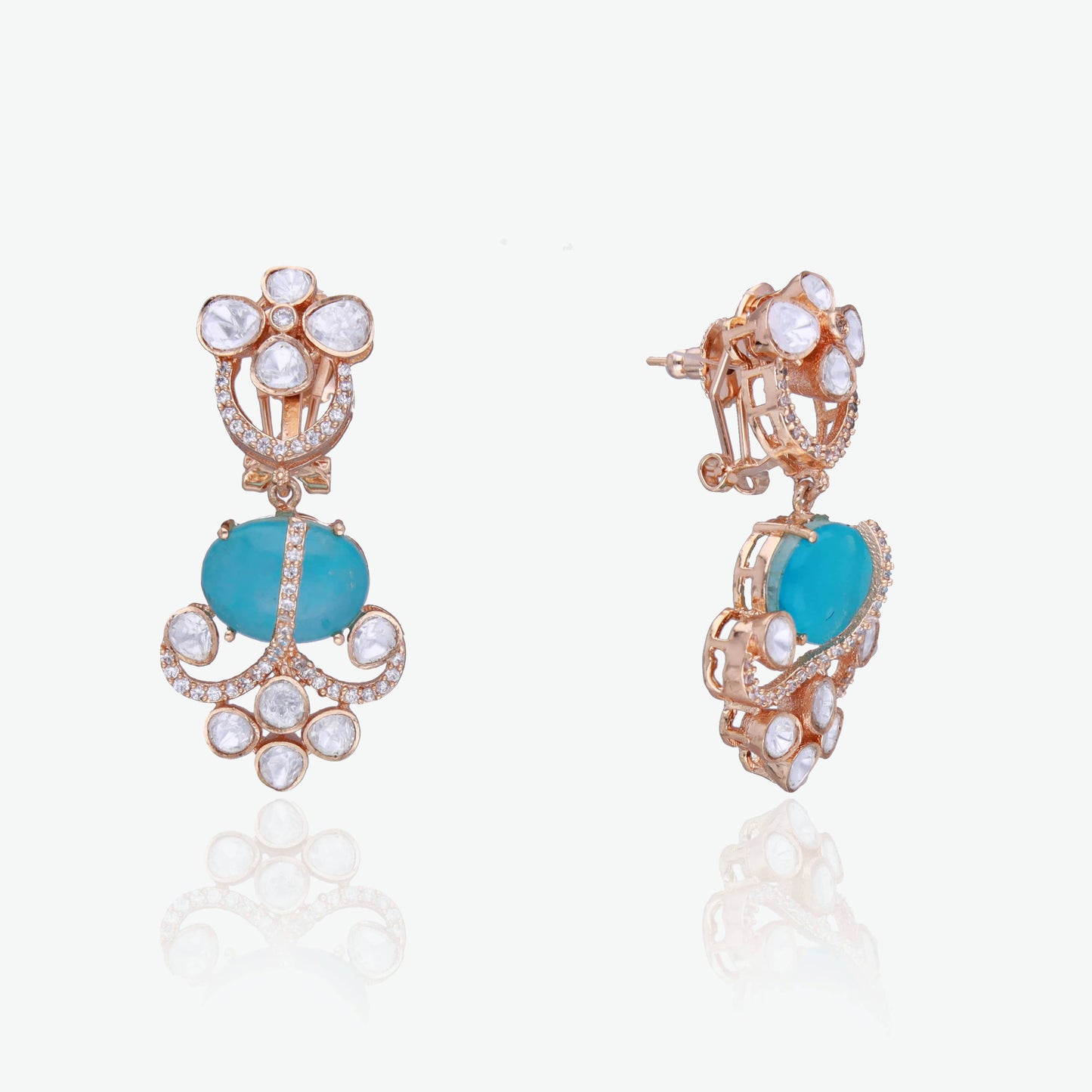 Turquoise Moissanite Drop Earrings