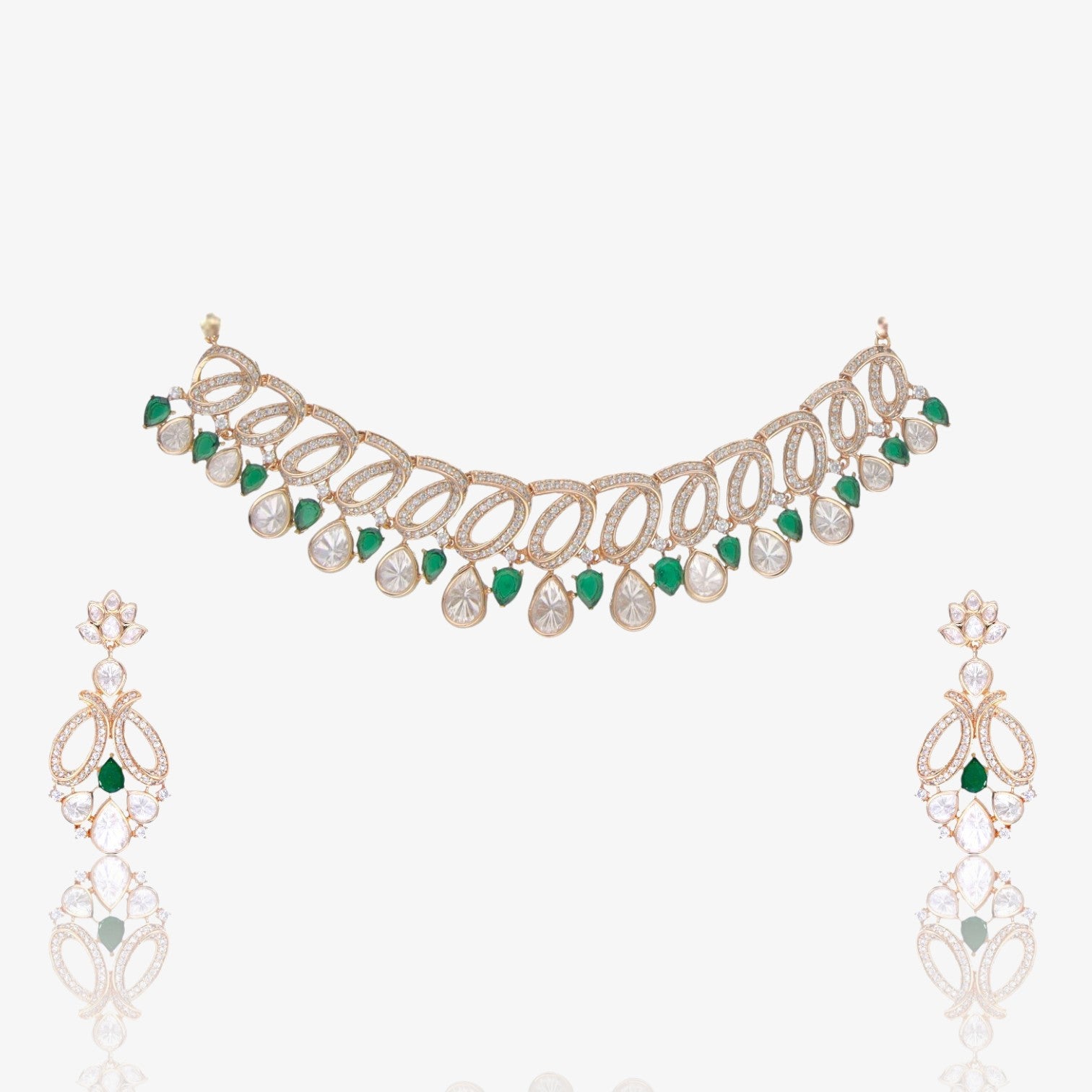 Elegant Green Stone Necklace Set
