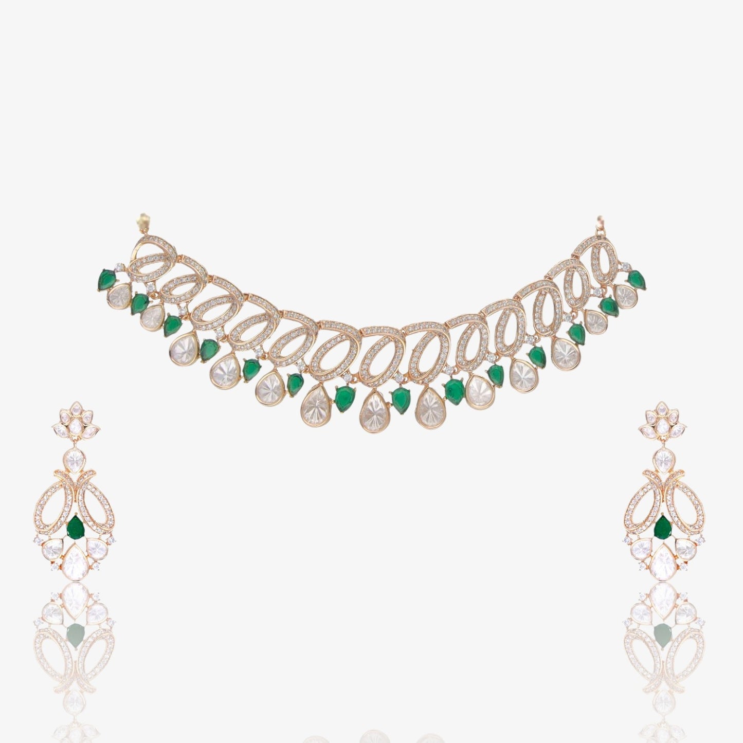 Elegant Green Stone Necklace Set