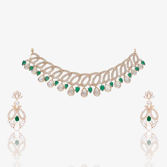 Elegant Green Stone Necklace Set