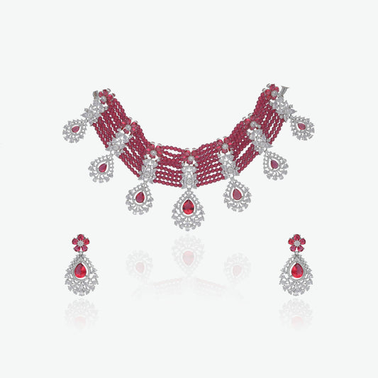 Ruby Crystal Necklace Set