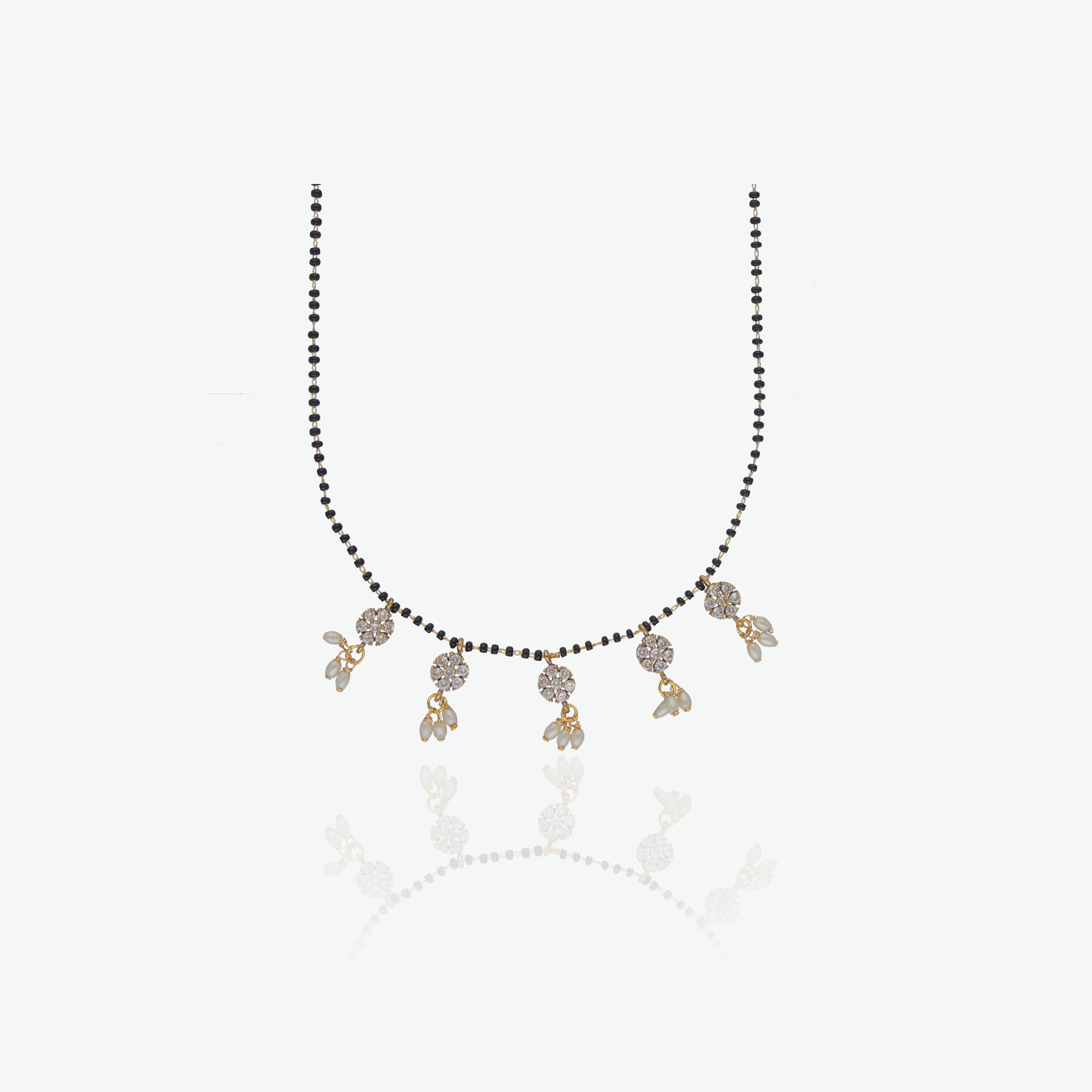 Floral CZ Mangalsutra with Pearl Drops