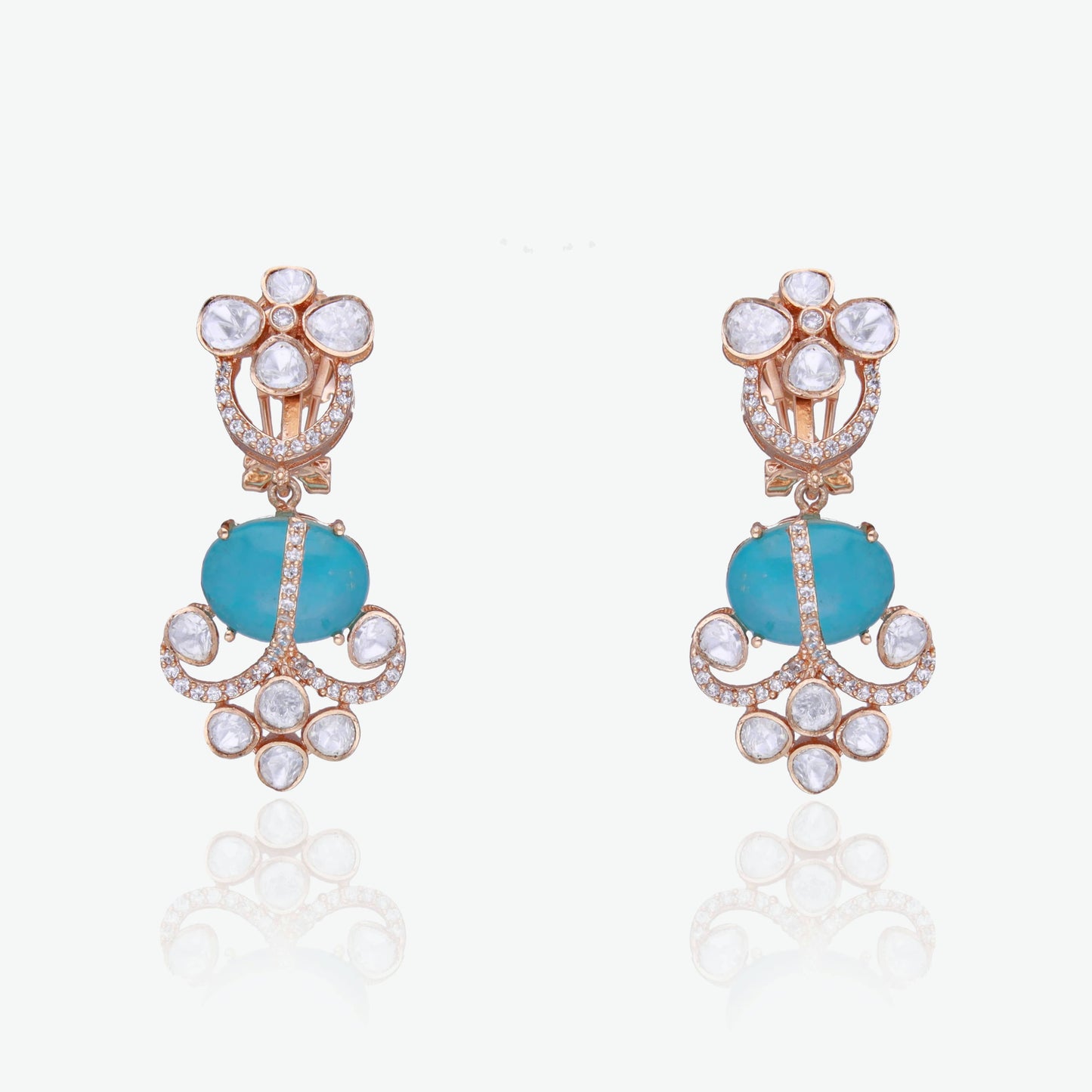 Turquoise Moissanite Drop Earrings