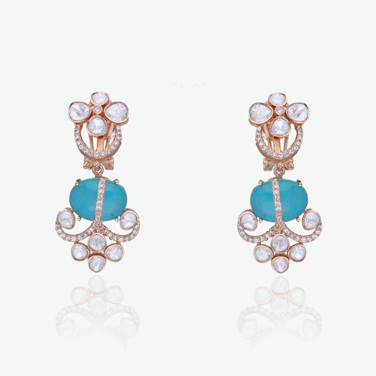 Turquoise Moissanite Drop Earrings