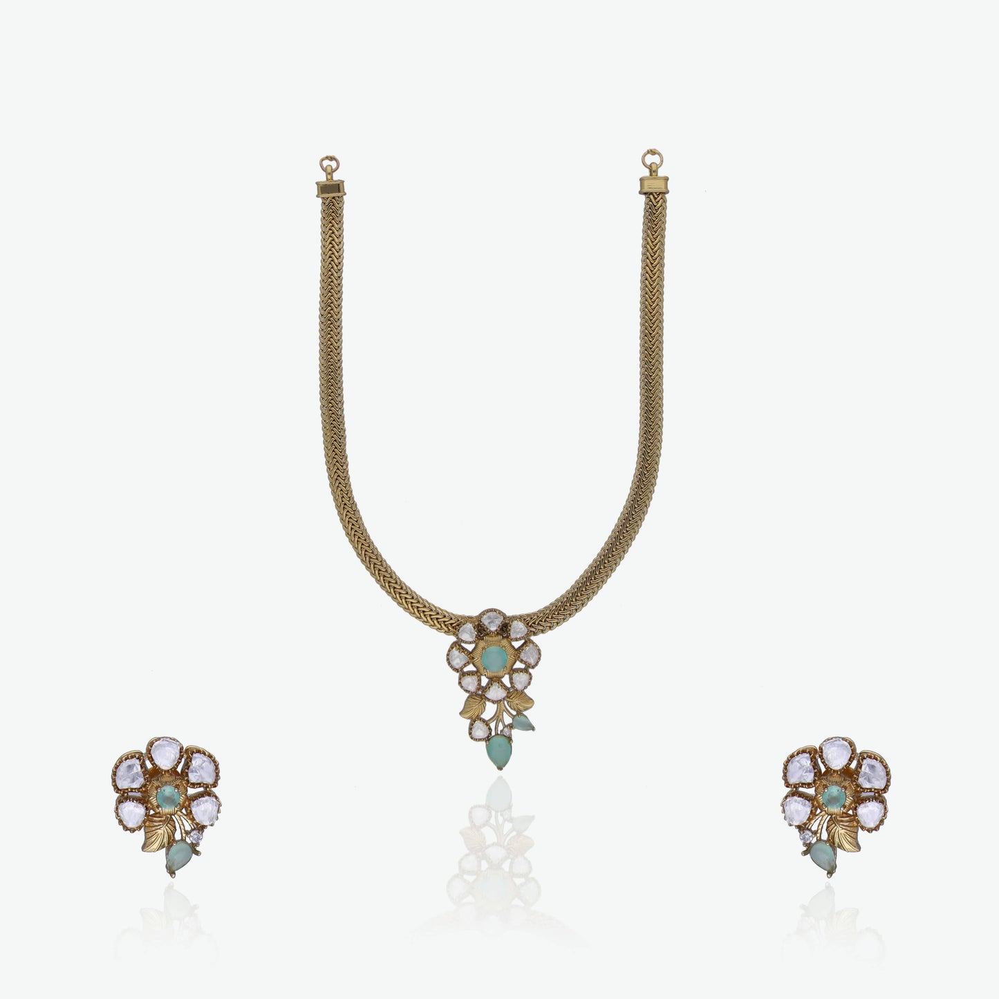 Floral Pendant Necklace Set