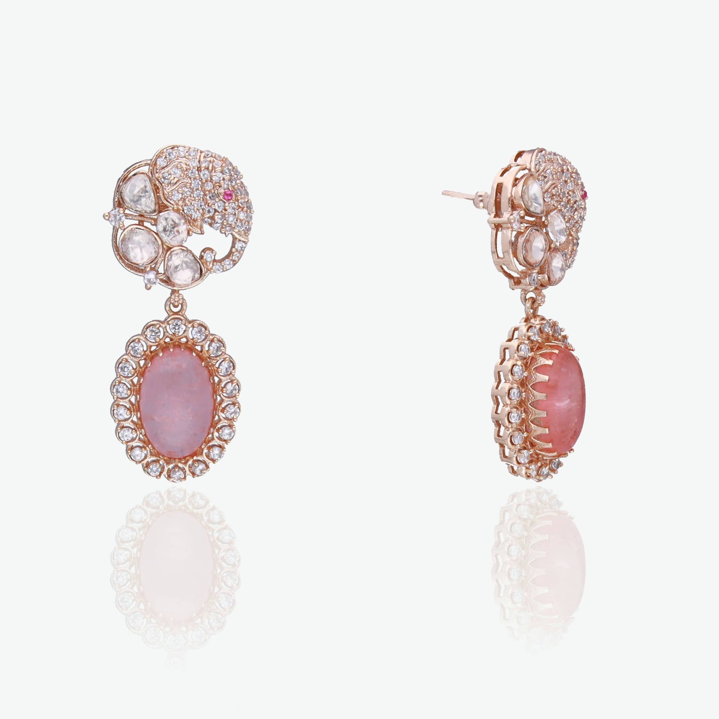 Moissanite Motif Earrings in Pastel Pink