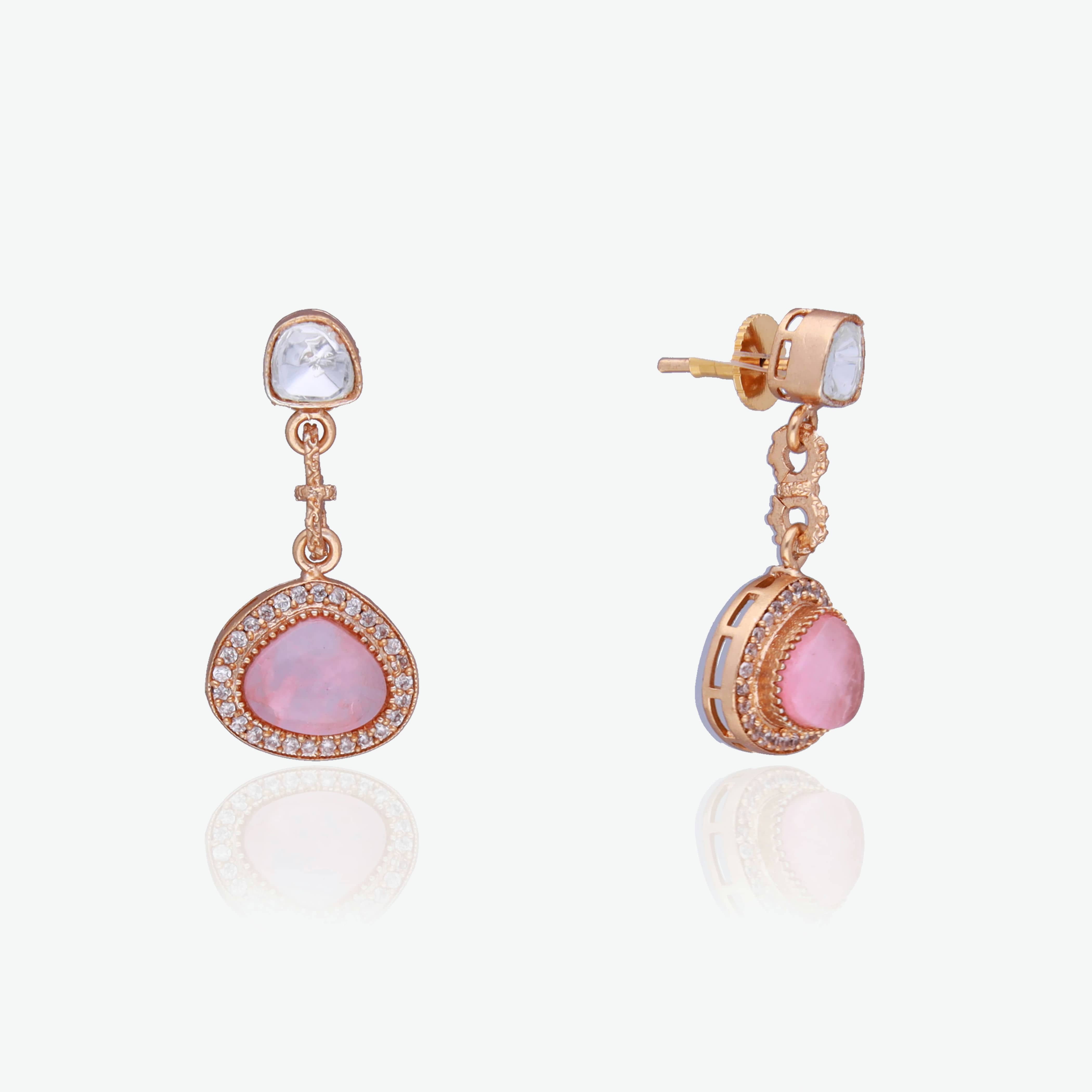 Blush Pink Stone CZ Necklace Set