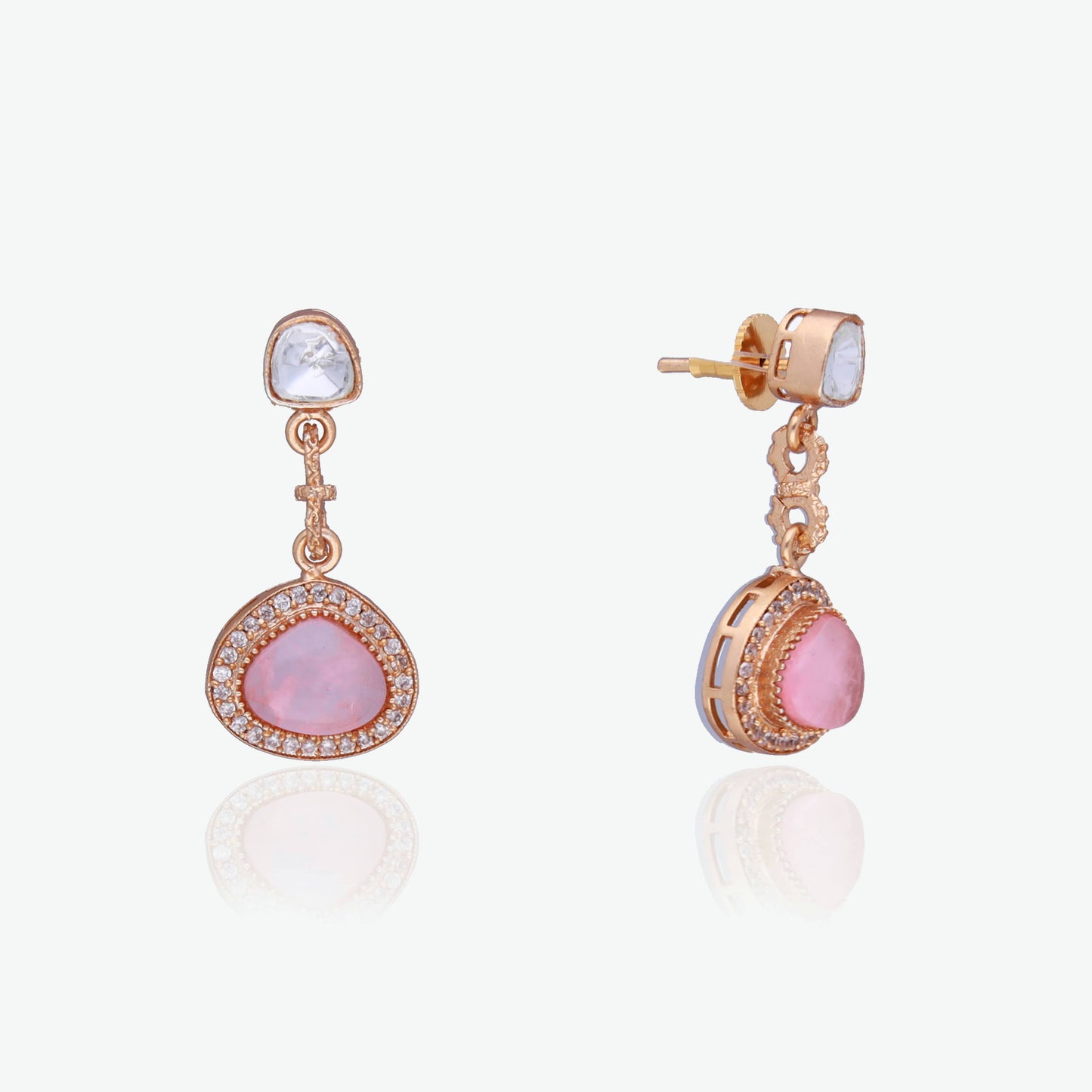 Blush Pink Stone CZ Necklace Set