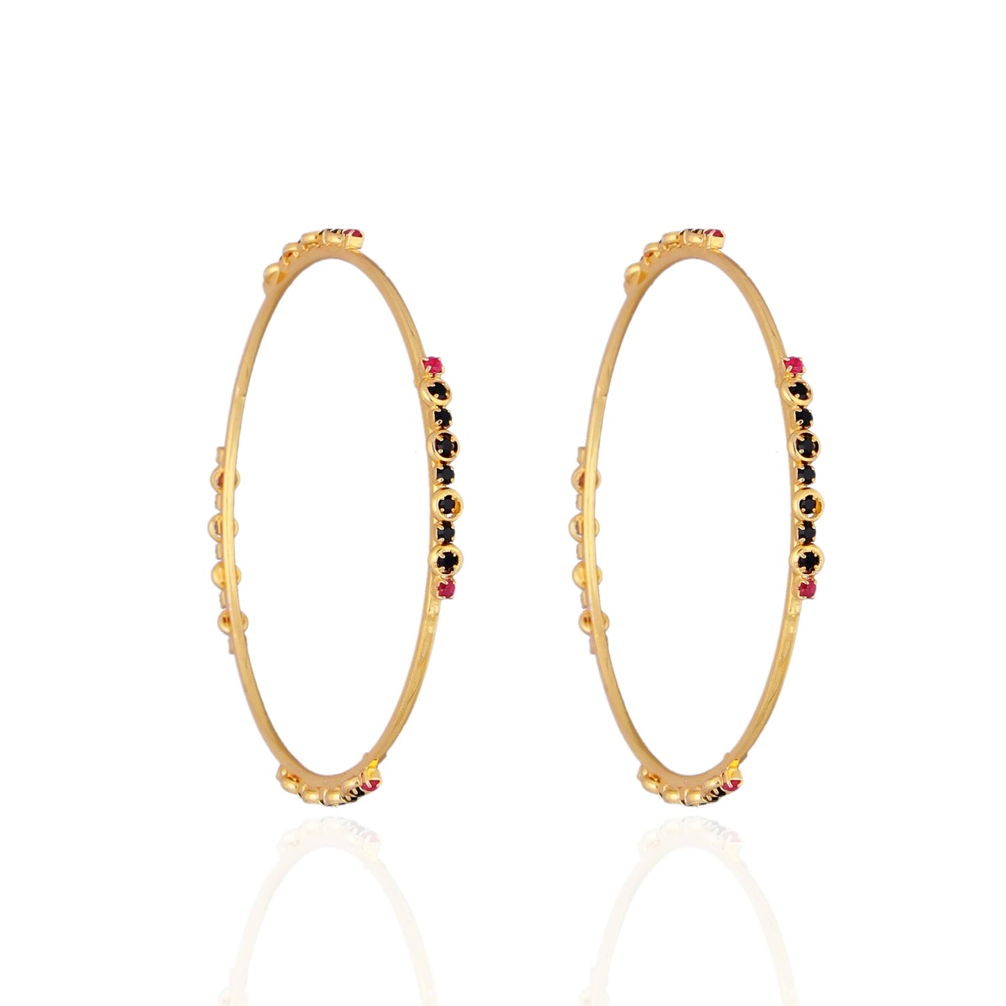 Bangles with Black & Ruby Stone Detailing