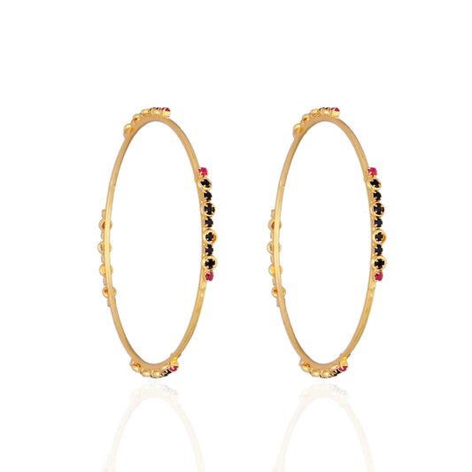 Bangles with Black & Ruby Stone Detailing