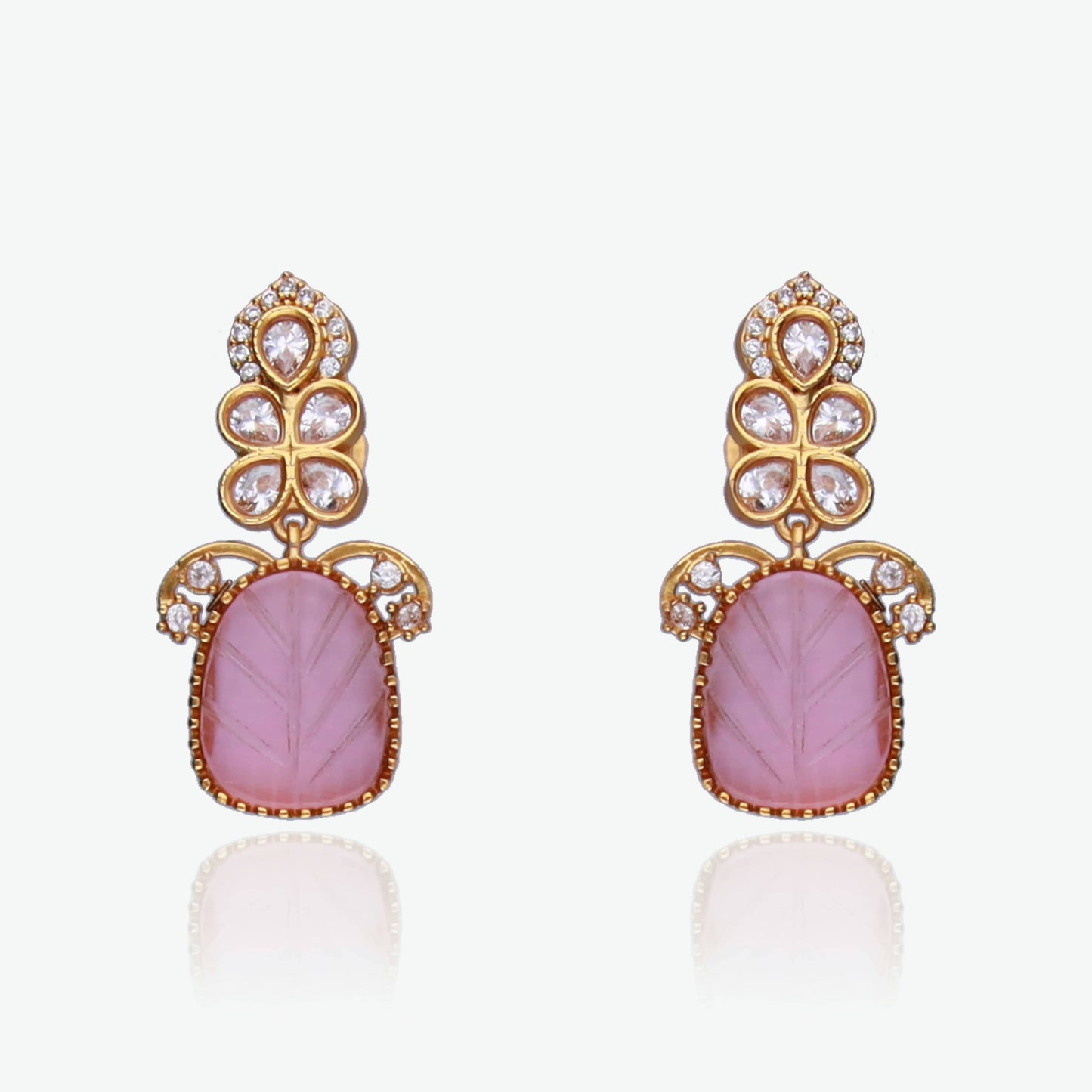 Pastel Pink & Mint Green Stone CZ Necklace Set