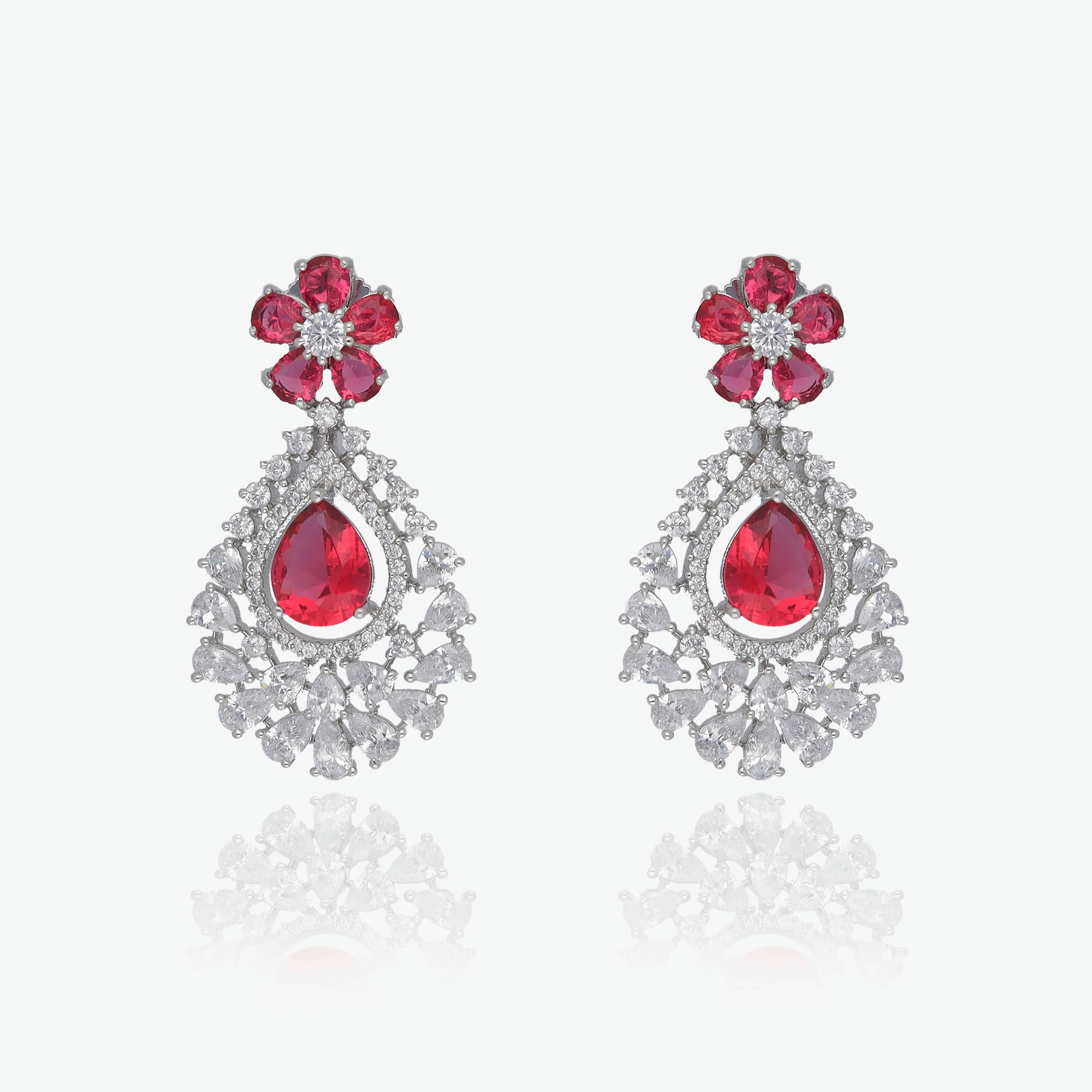 Ruby Crystal Necklace Set