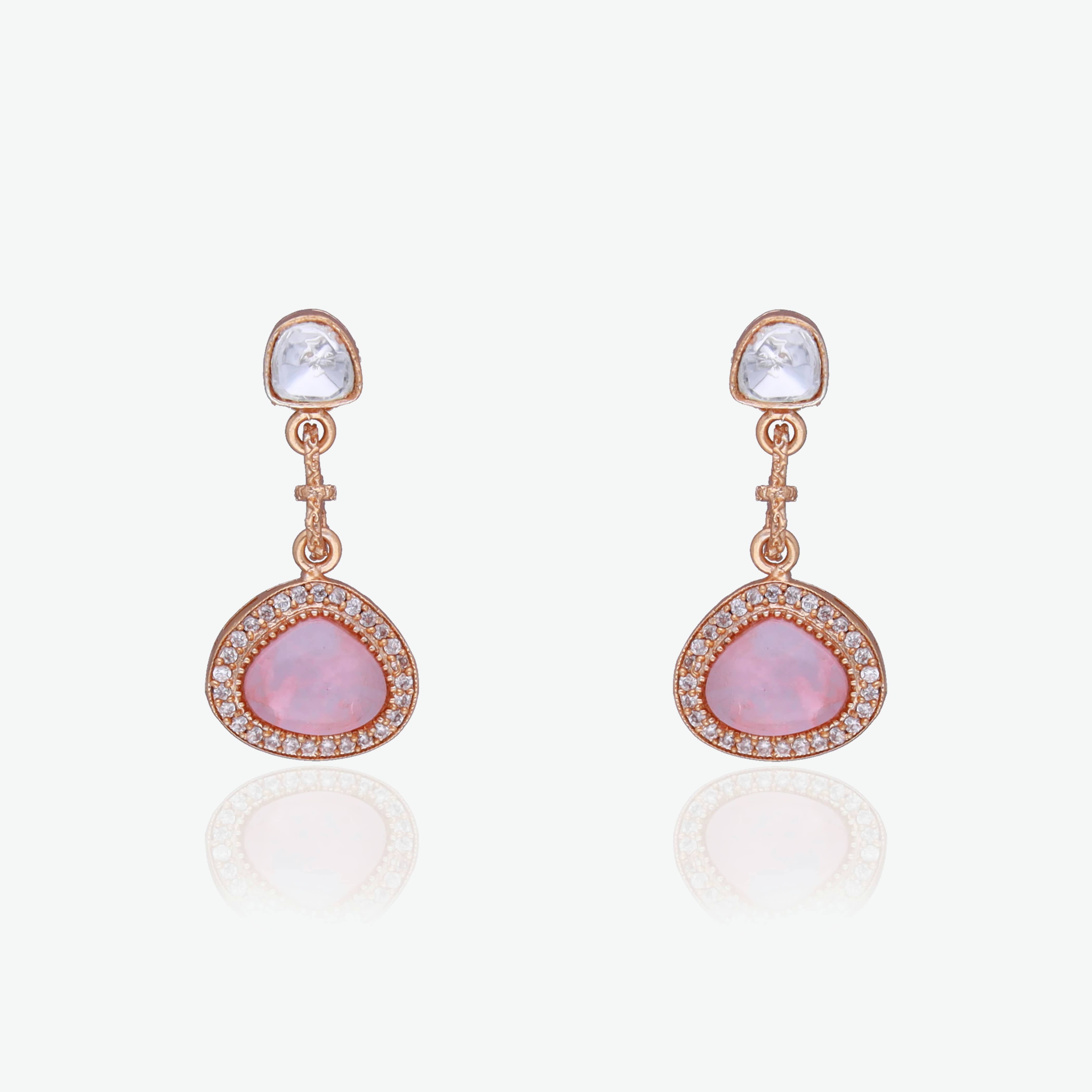 Blush Pink Stone CZ Necklace Set
