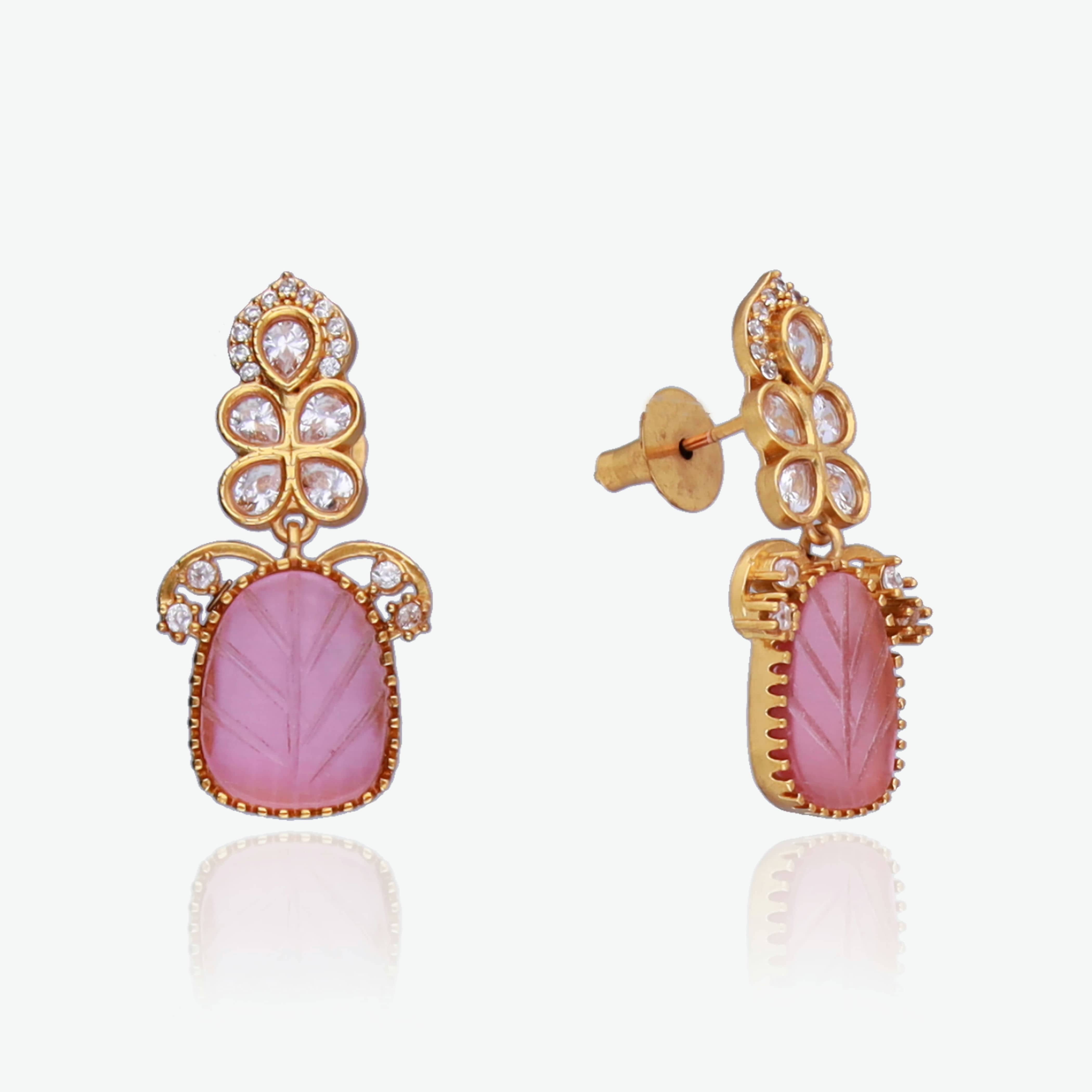 Pastel Pink & Mint Green Stone CZ Necklace Set