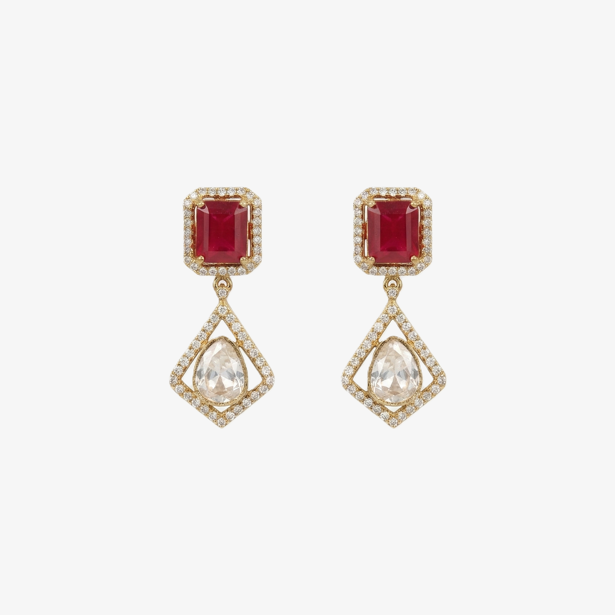 Contemporary Ruby Stone Necklace Set