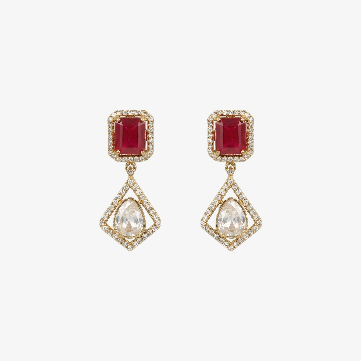 Contemporary Ruby Stone Necklace Set