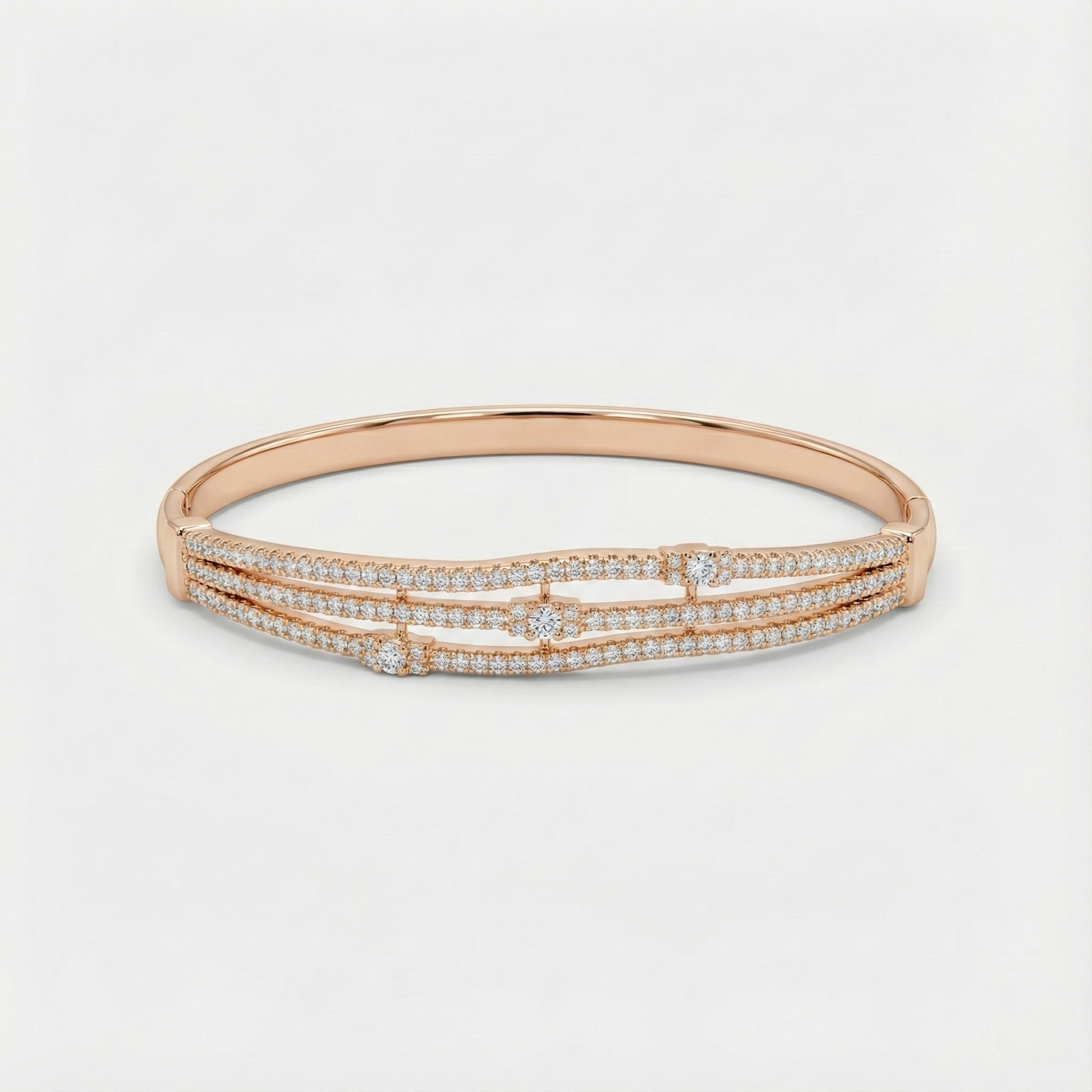 Rose Gold Triple Row Crystal Bracelet