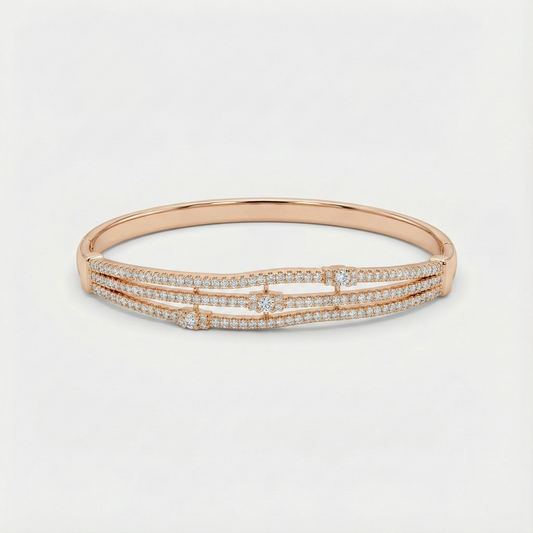 Rose Gold Triple Row Crystal Bracelet