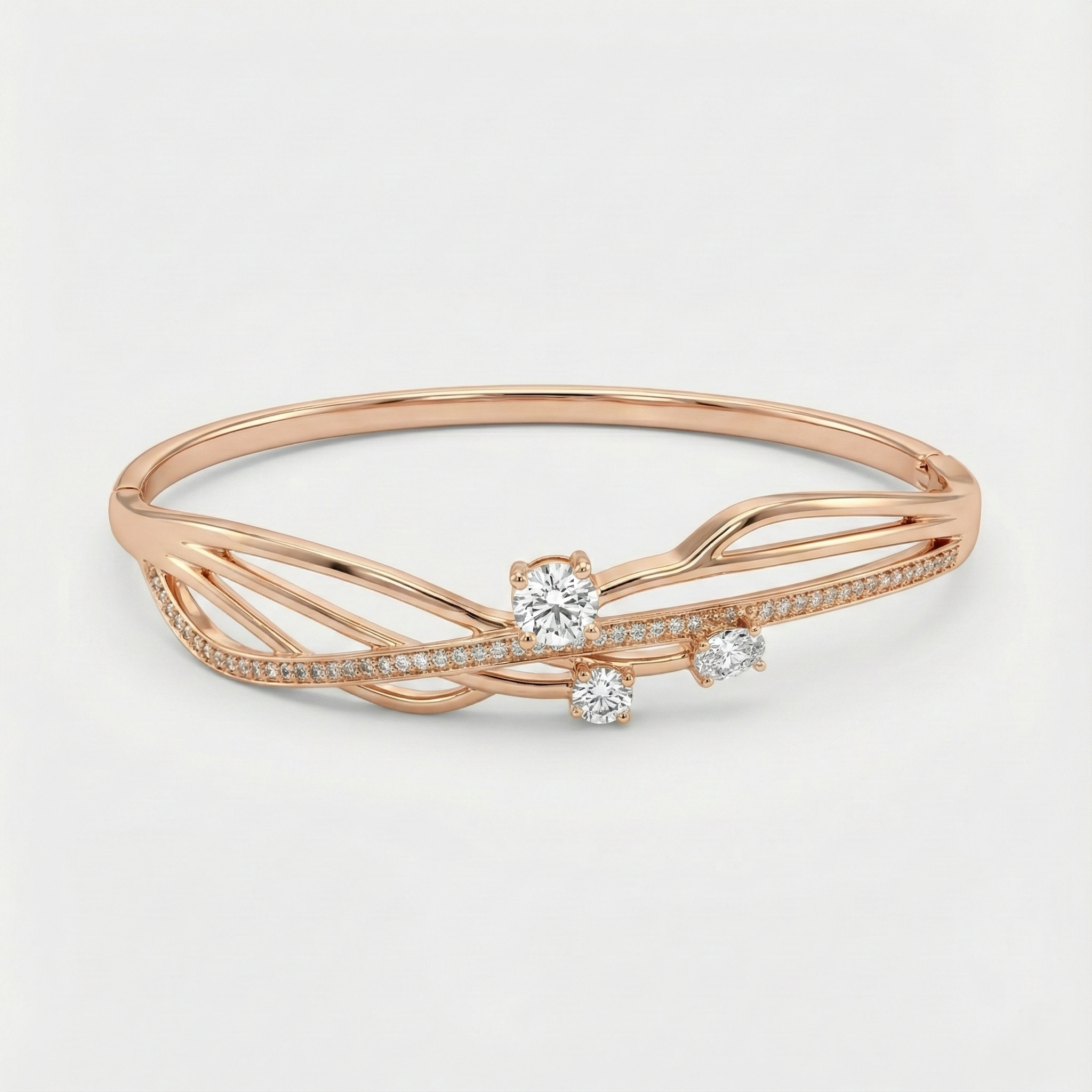 Rose Gold Openwork Crystal Vine Bracelet
