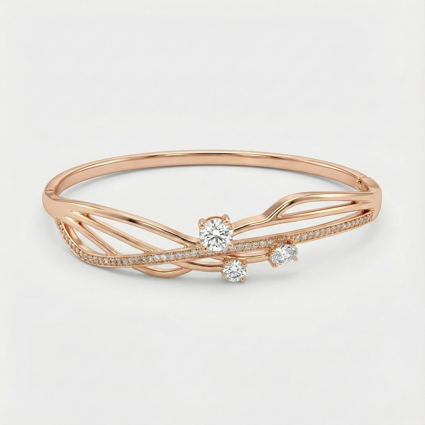 Rose Gold Openwork Crystal Vine Bracelet
